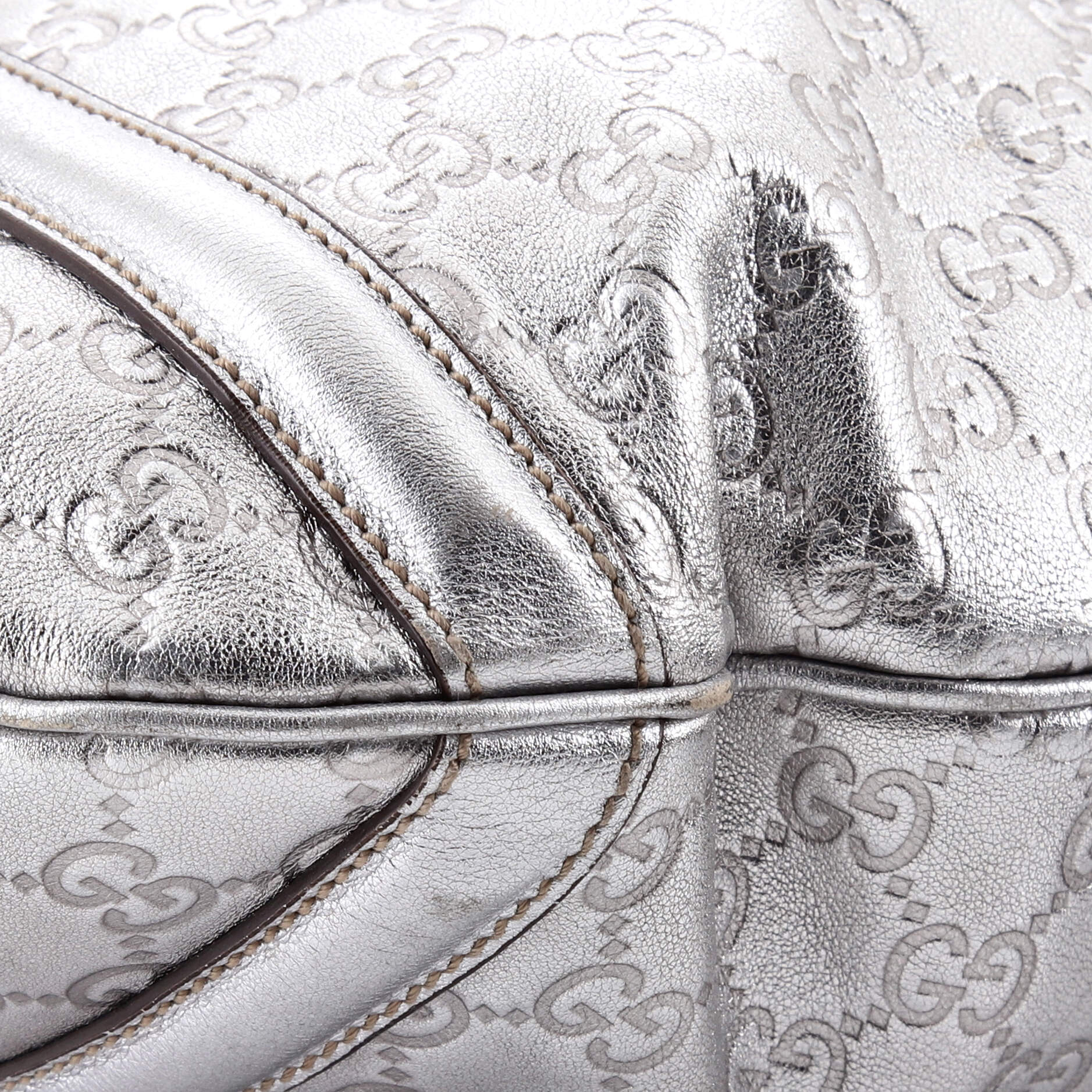 Britt Web Convertible Satchel Guccissima Leather Large