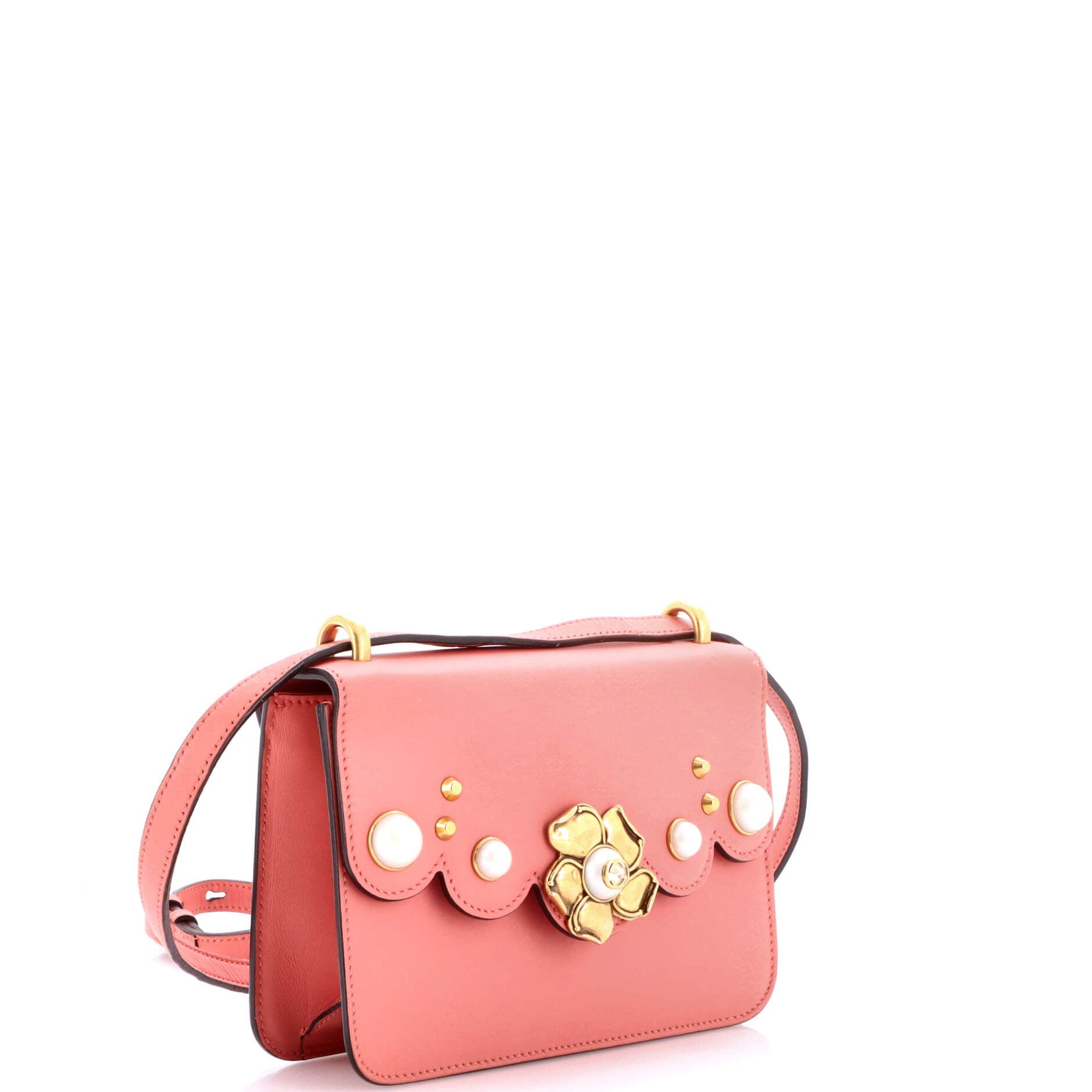 Pearly Peony Shoulder Bag Leather Small