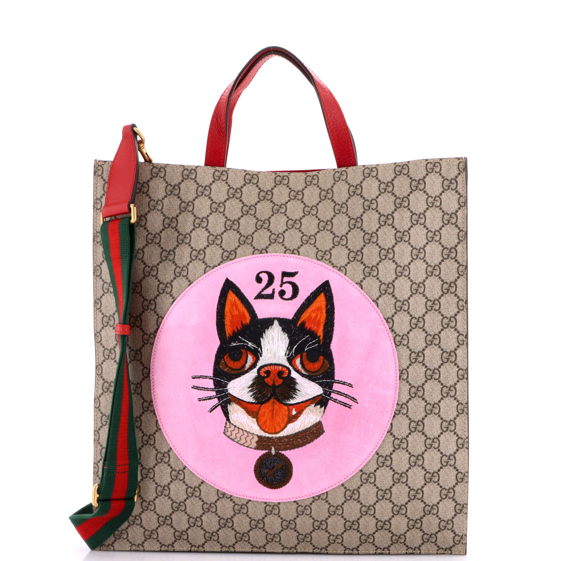 Convertible Soft Open Tote Embroidered GG Coated Canvas Tall
