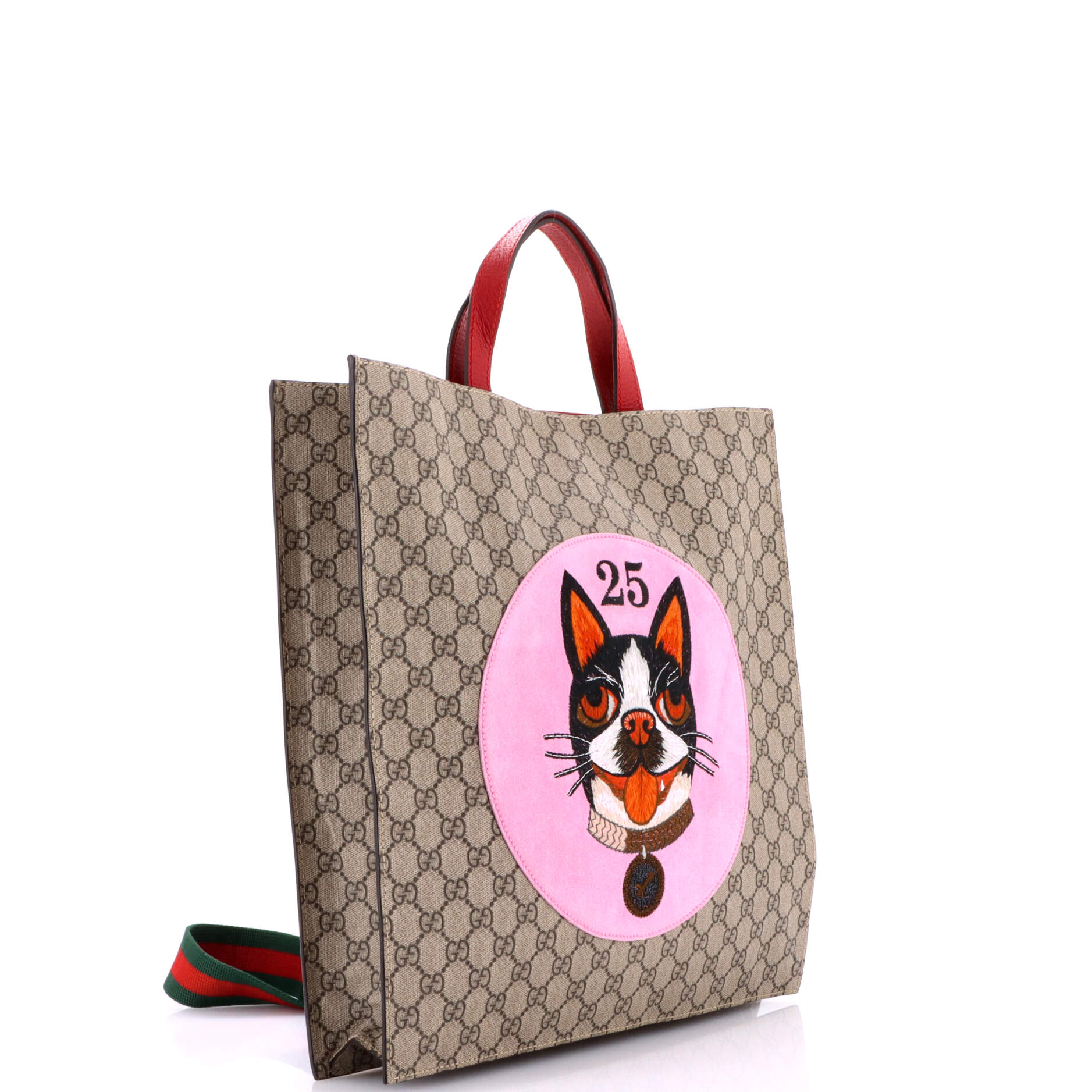 Convertible Soft Open Tote Embroidered GG Coated Canvas Tall