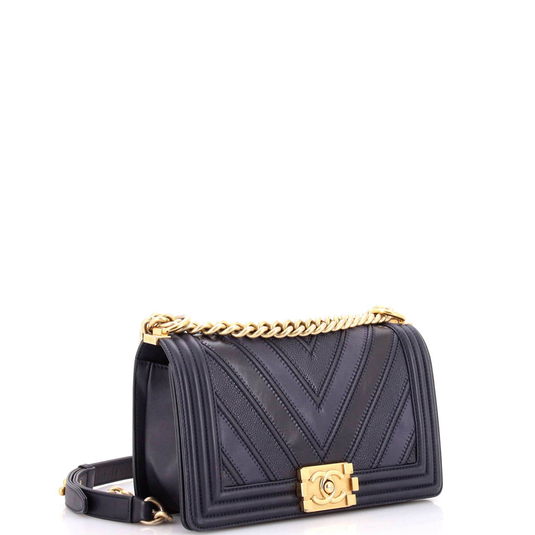 Boy Flap Bag Chevron Caviar and Calfskin Old Medium