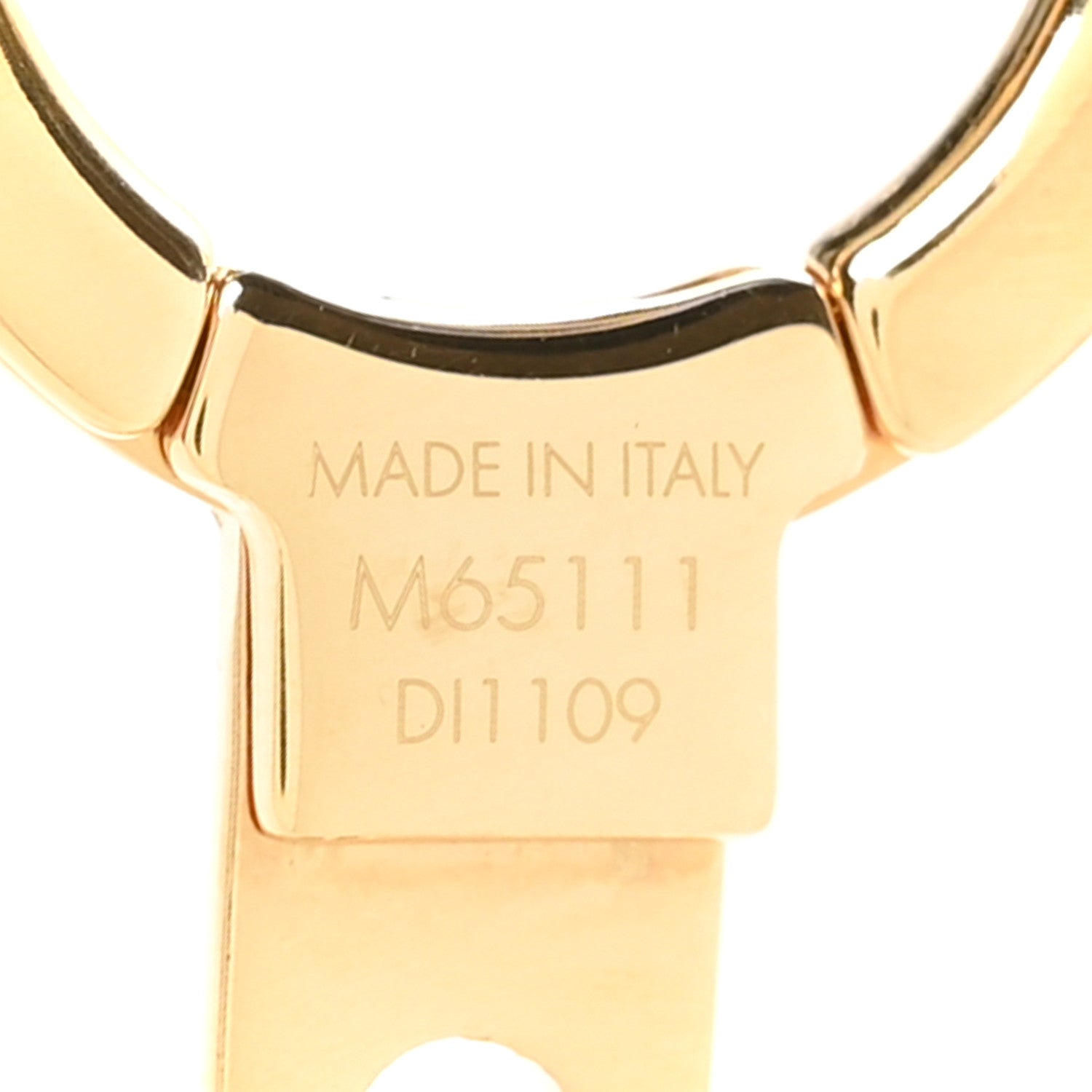 Brass Enamel Fleur De Monogram Bag Charm Chain Gold