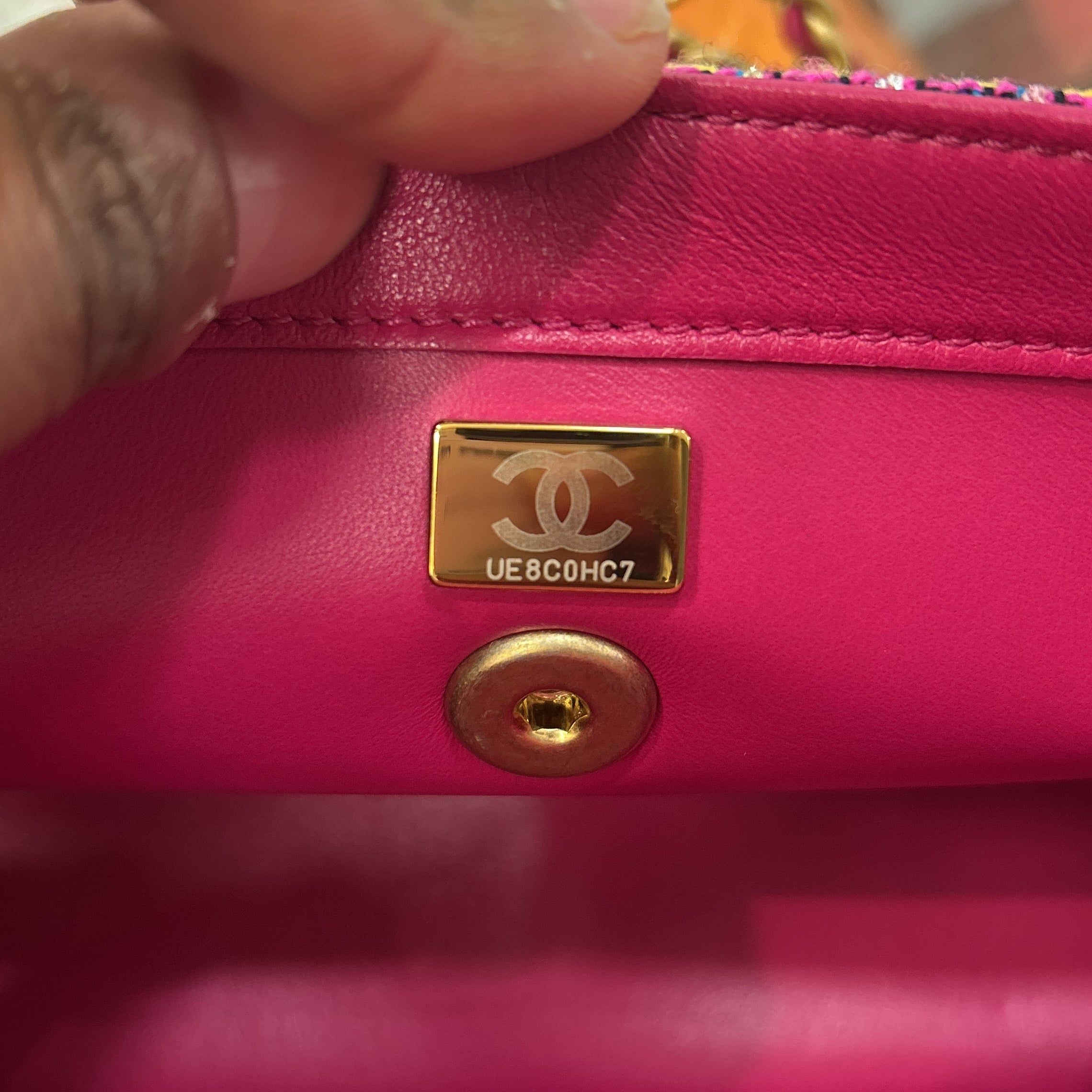 Chain Top Flap Bag Tweed
