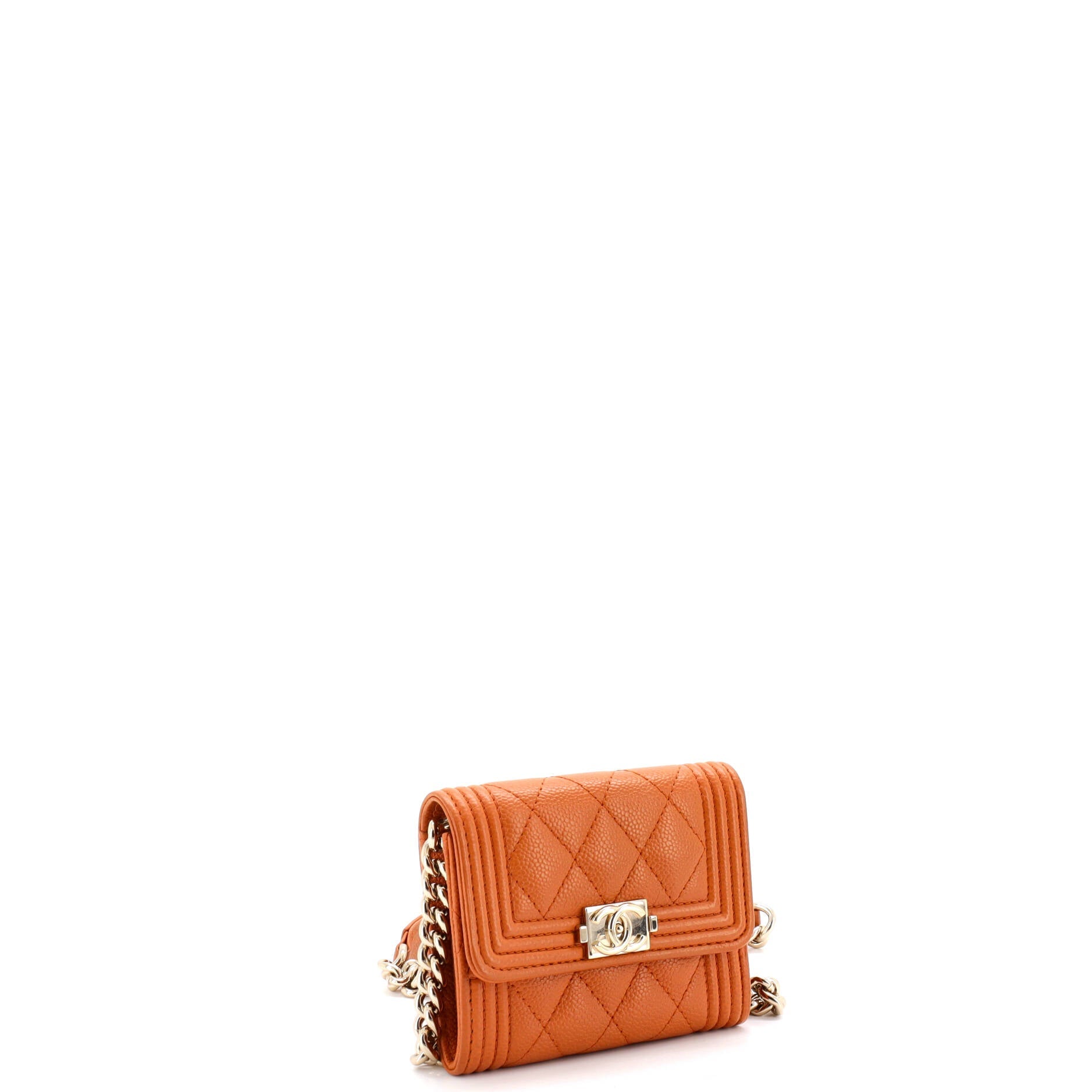 Boy Flap Card Holder on Chain Quilted Caviar