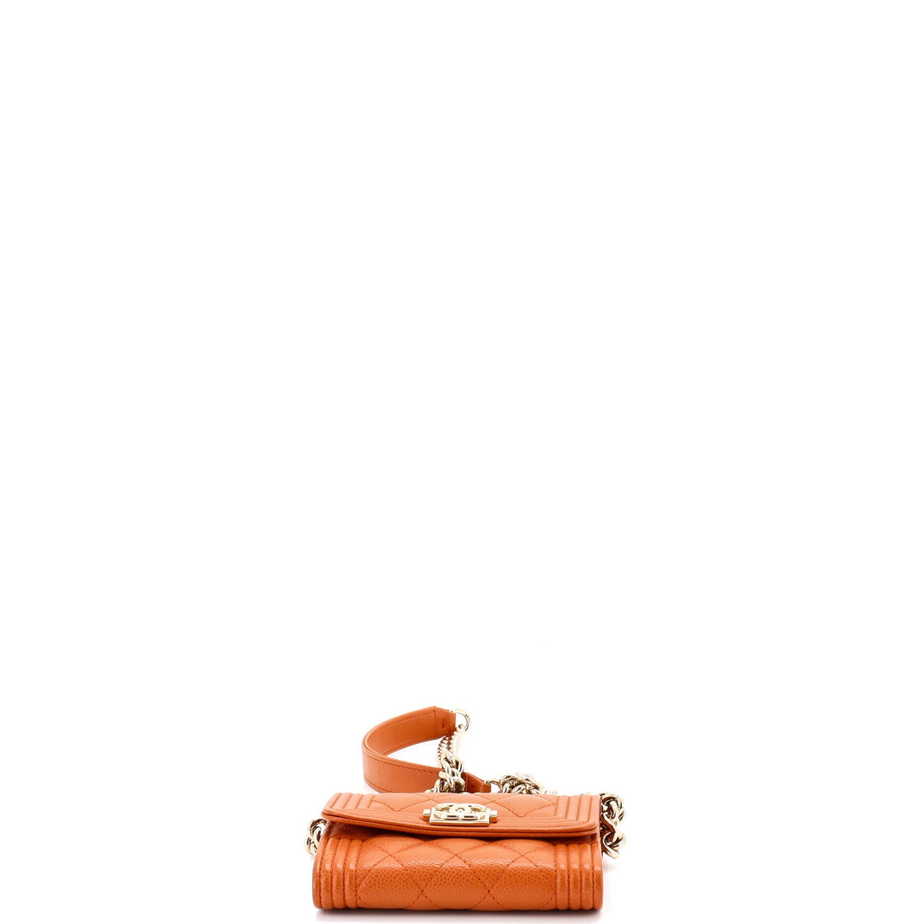 Boy Flap Card Holder on Chain Quilted Caviar