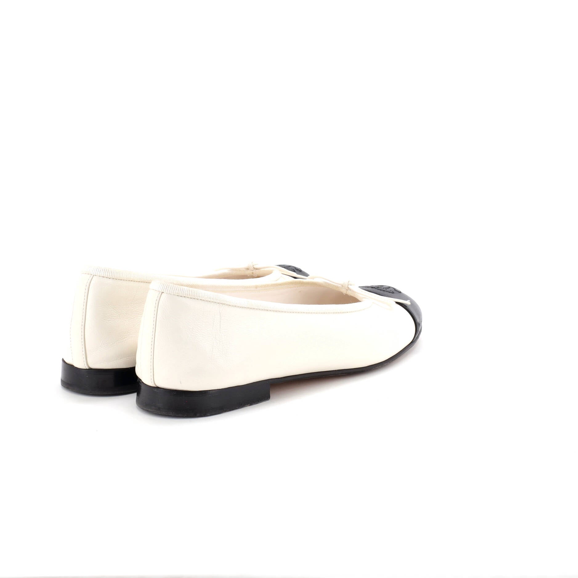 Women's CC Cap Toe Bow Ballerina Flats Leather