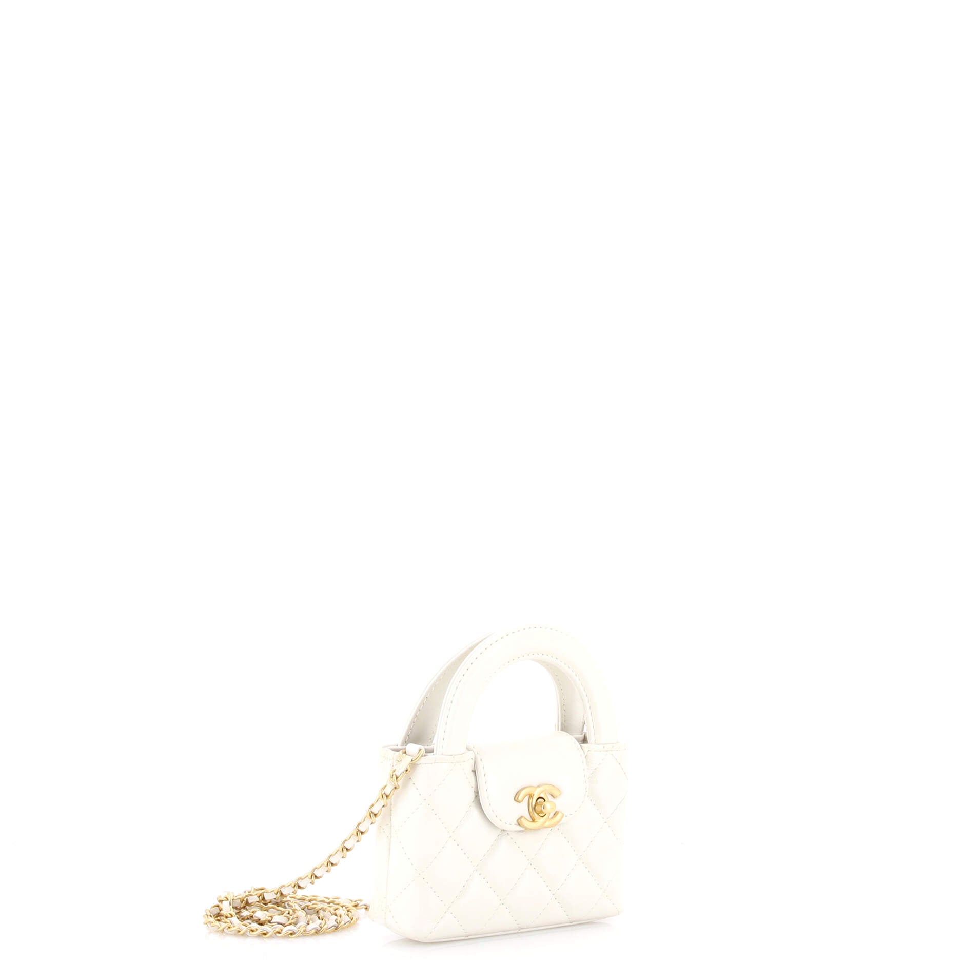 Kelly Top Handle Shopping Bag Quilted Shiny Aged Calfskin Nano