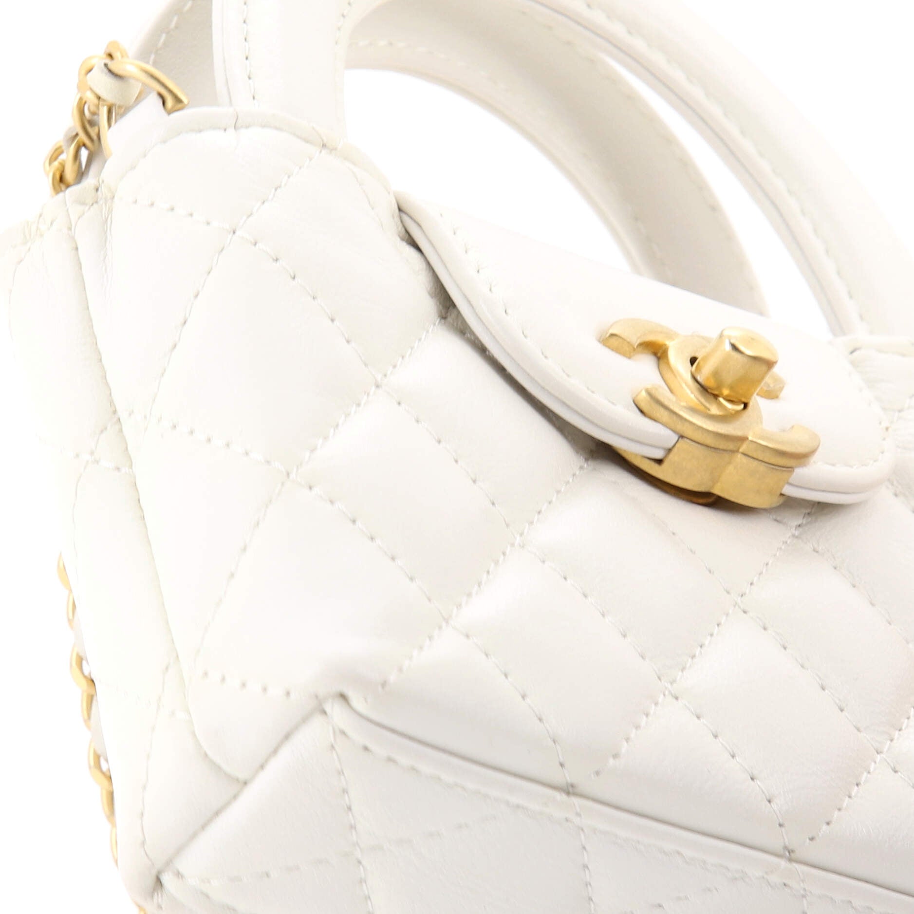 Kelly Top Handle Shopping Bag Quilted Shiny Aged Calfskin Nano