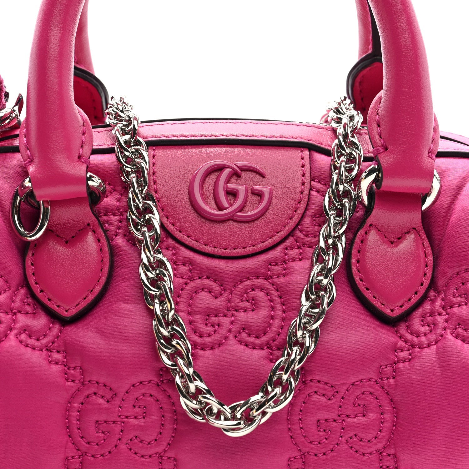 Nylon Calfskin Enamel GG Matelasse Mini Bowler Bag Lovely