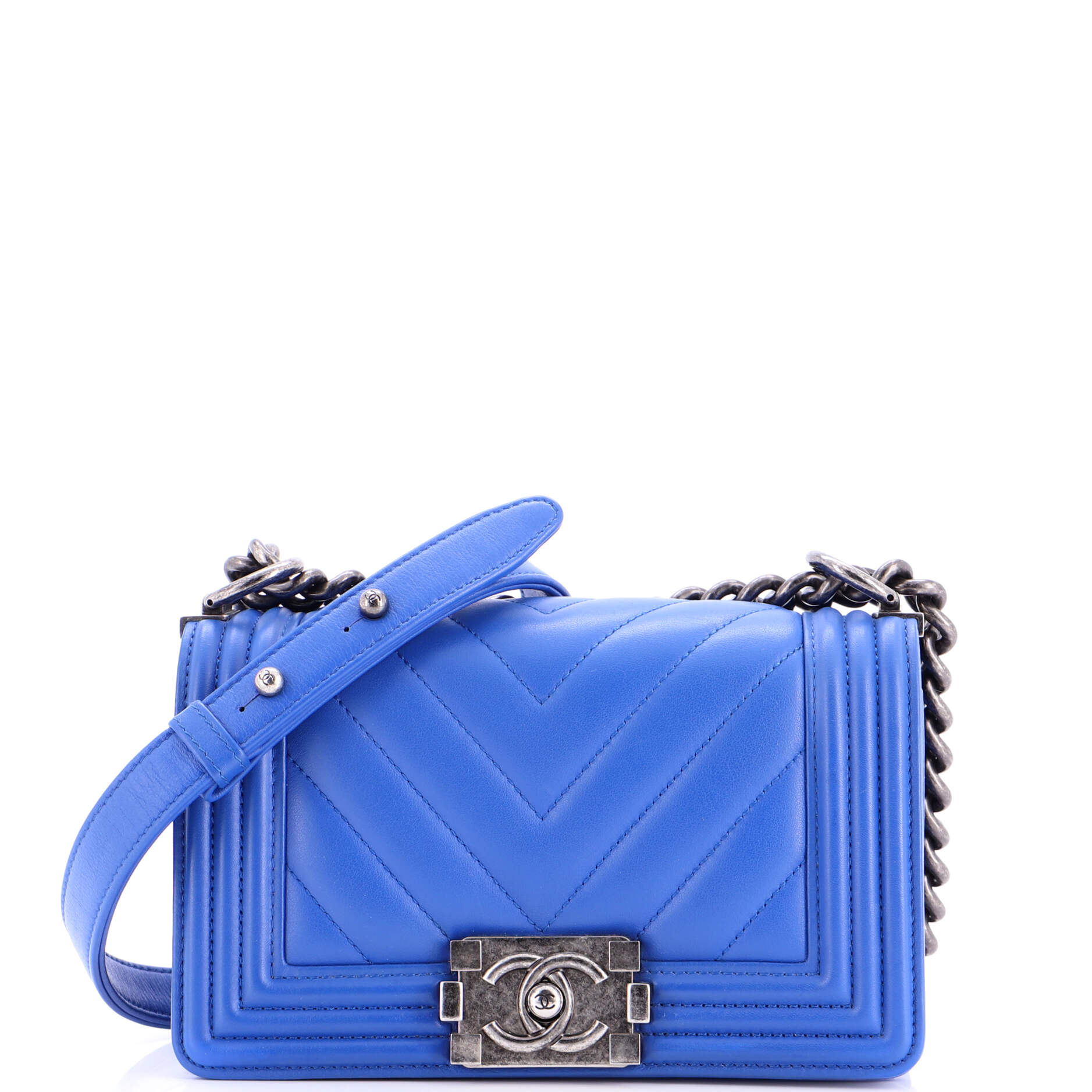 Boy Flap Bag Chevron Calfskin Small