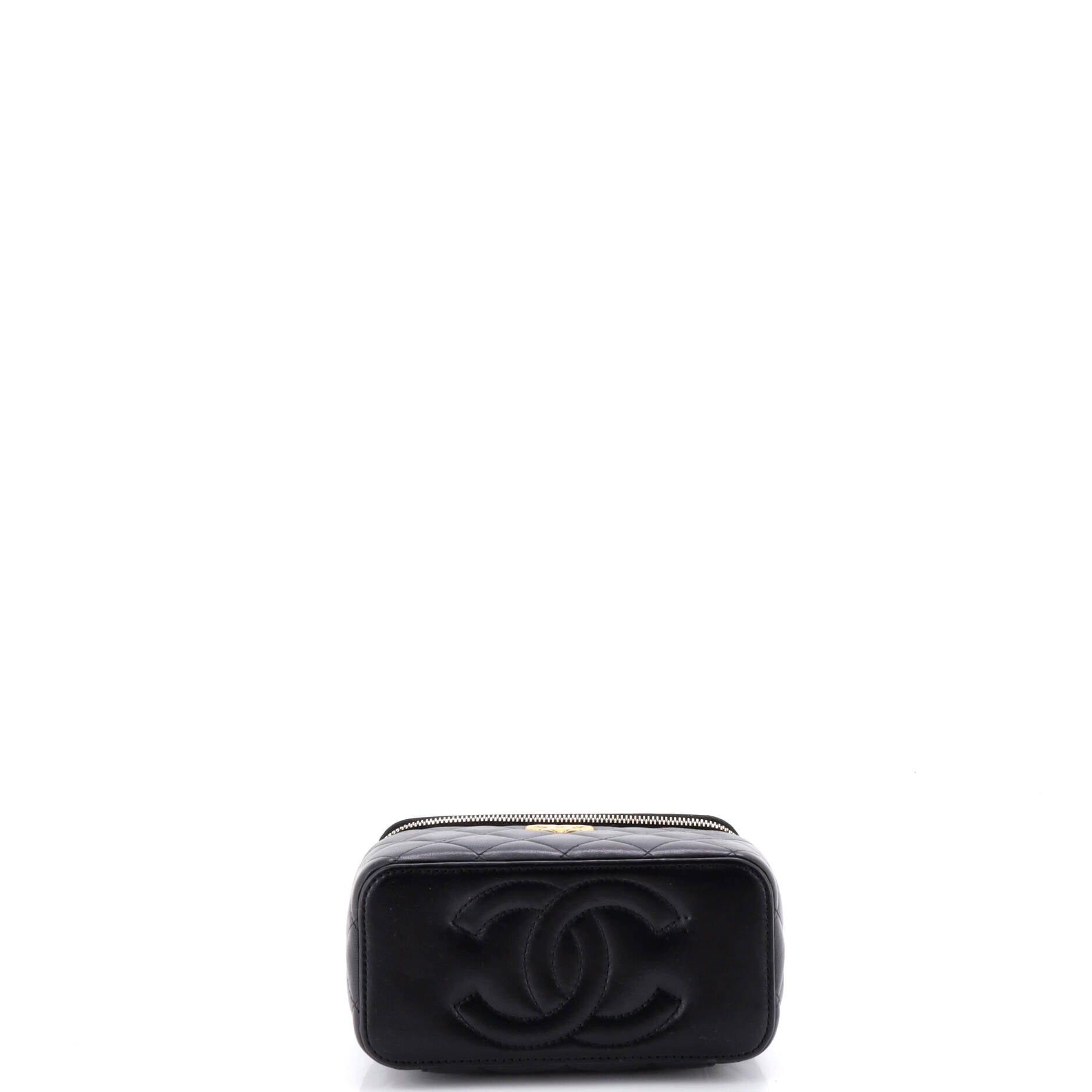 All Slide Long Vanity Case with Chain Quilted Lambskin Small