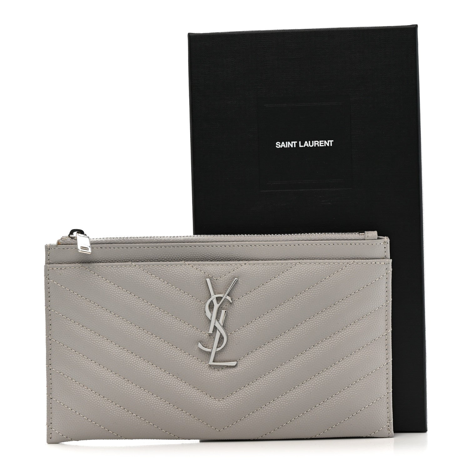 Grain De Poudre Chevron Monogram Bill Pouch Granite