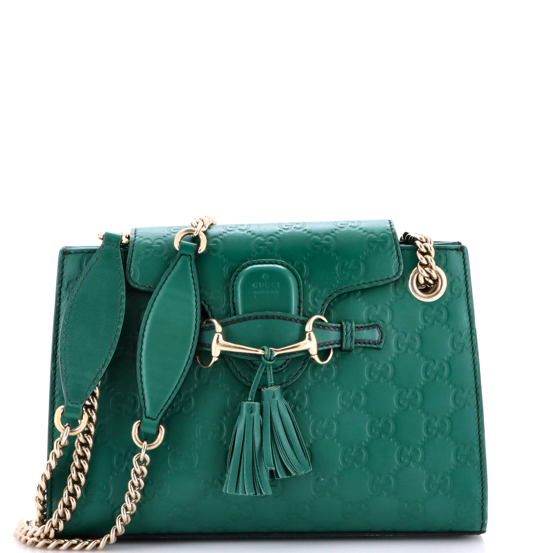 Emily Chain Flap Shoulder Bag Guccissima Leather Small