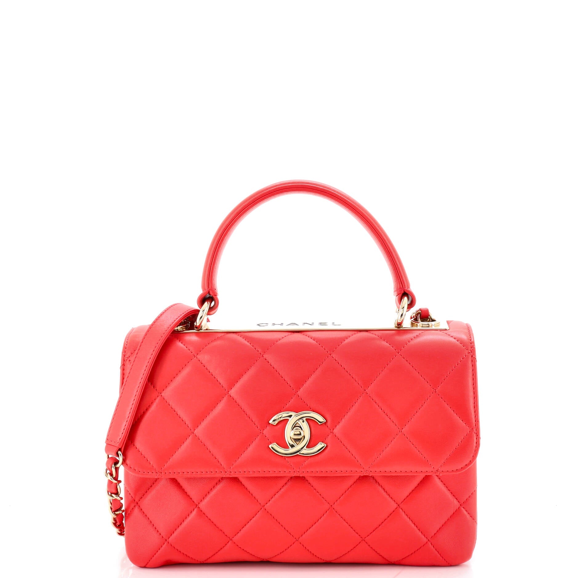 Trendy CC Top Handle Bag Quilted Lambskin Small