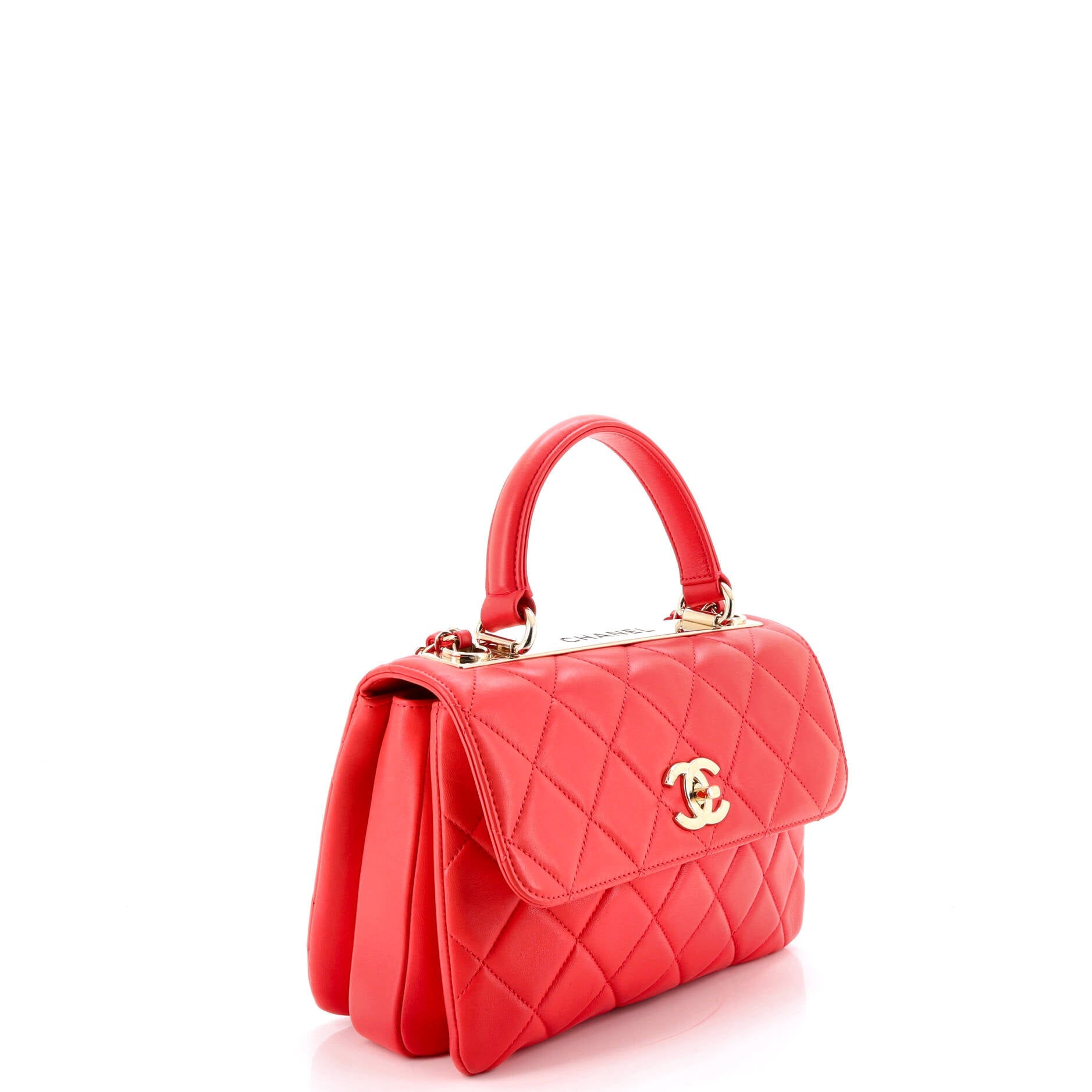 Trendy CC Top Handle Bag Quilted Lambskin Small