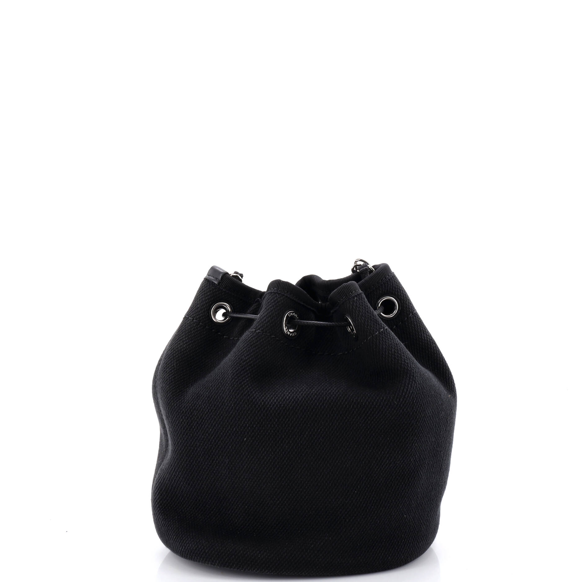 Deauville Drawstring Bucket Bag Pearl Embellished Canvas Medium
