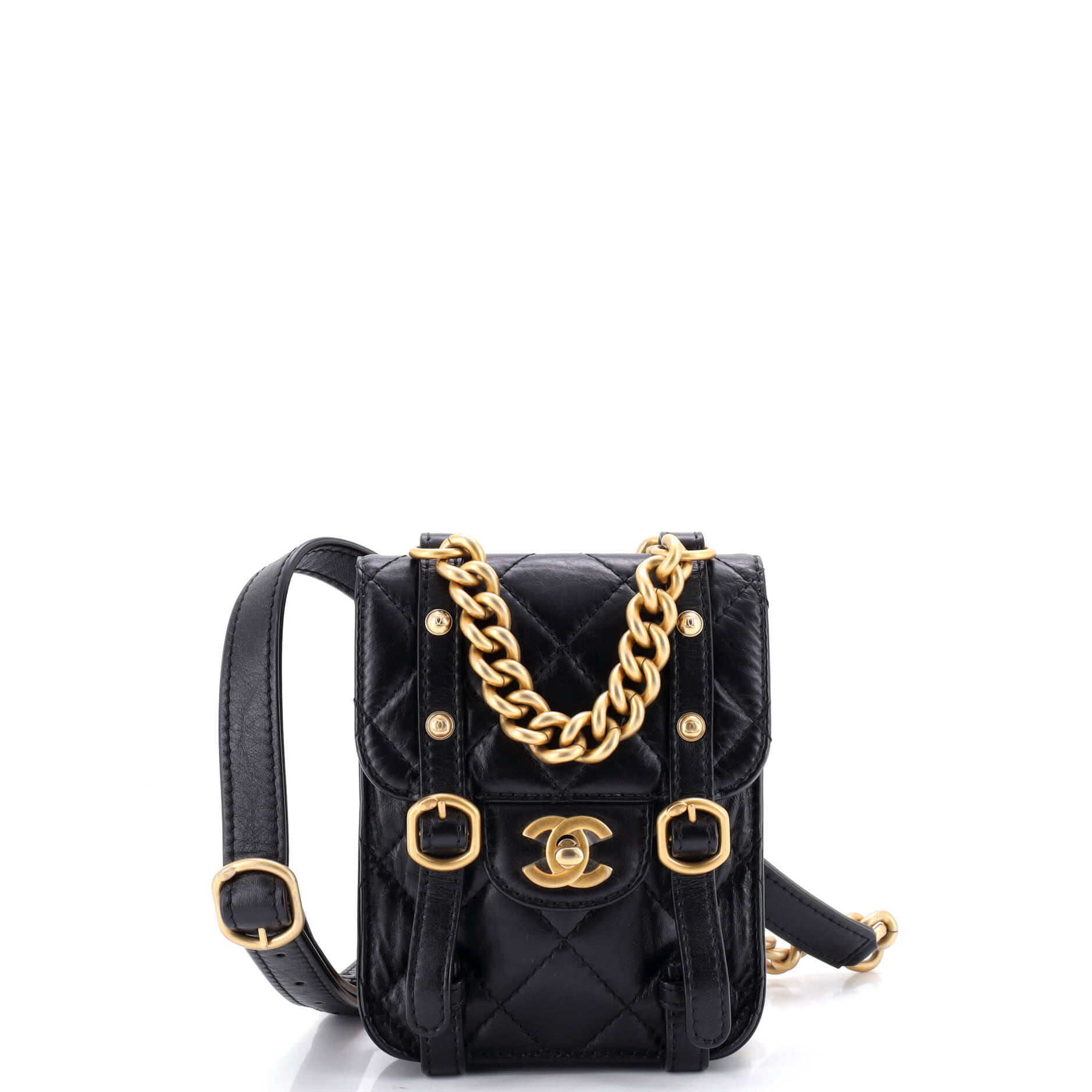 City School Flap Messenger Bag Quilted Aged Calfskin Mini