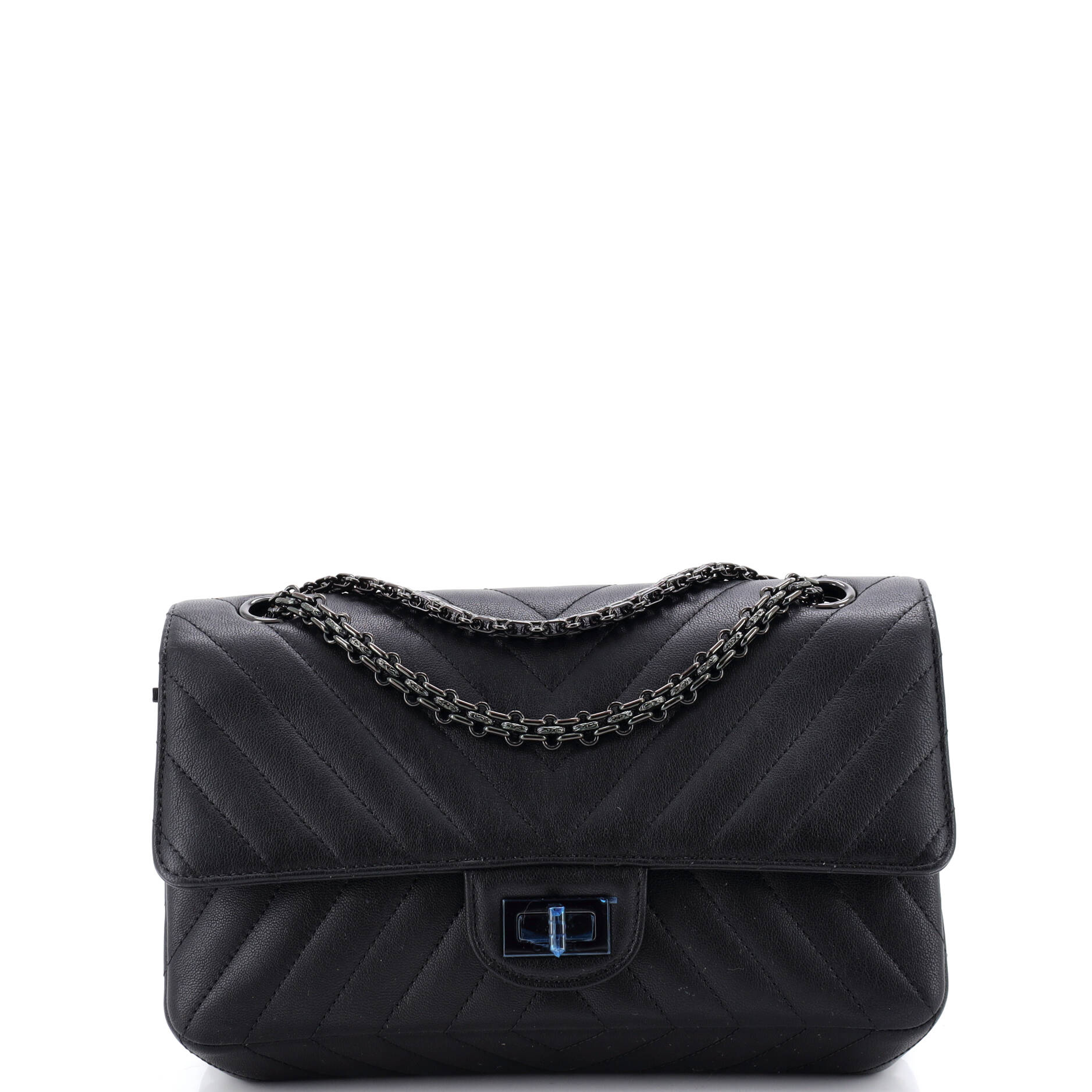 So Black Reissue 2.55 Flap Bag Chevron Sheepskin 225