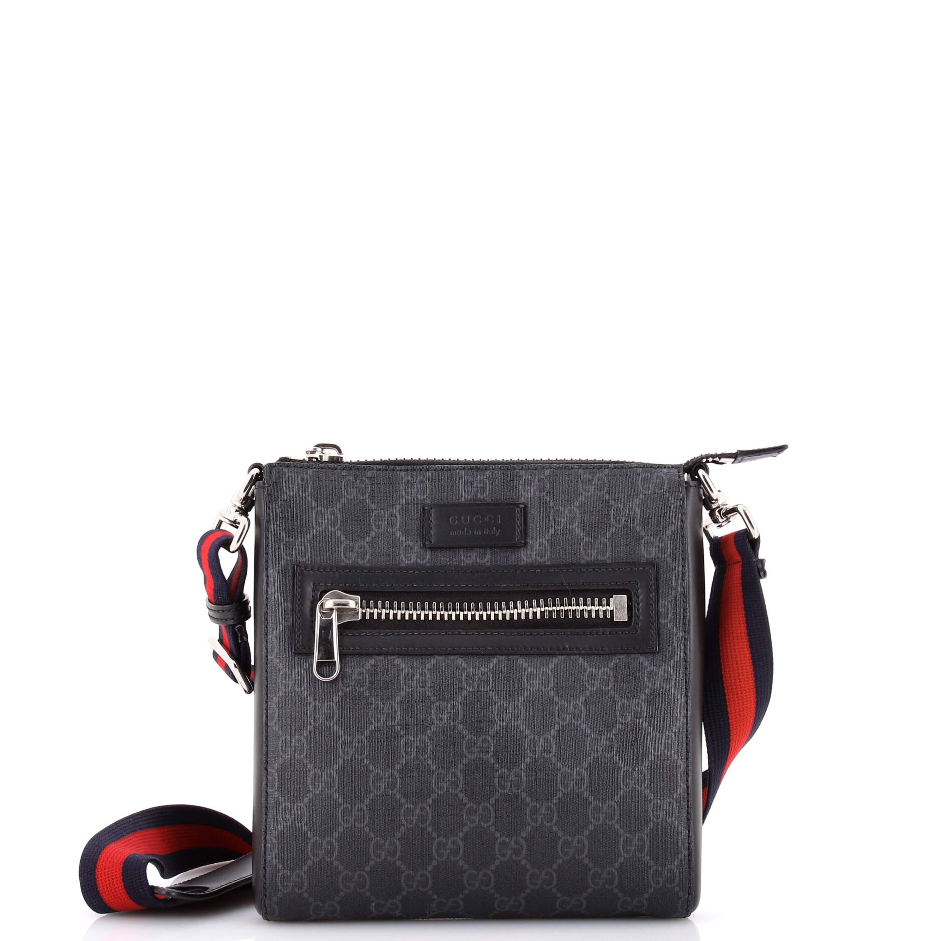 Web Strap Front Zip Messenger Bag GG Coated Canvas Small