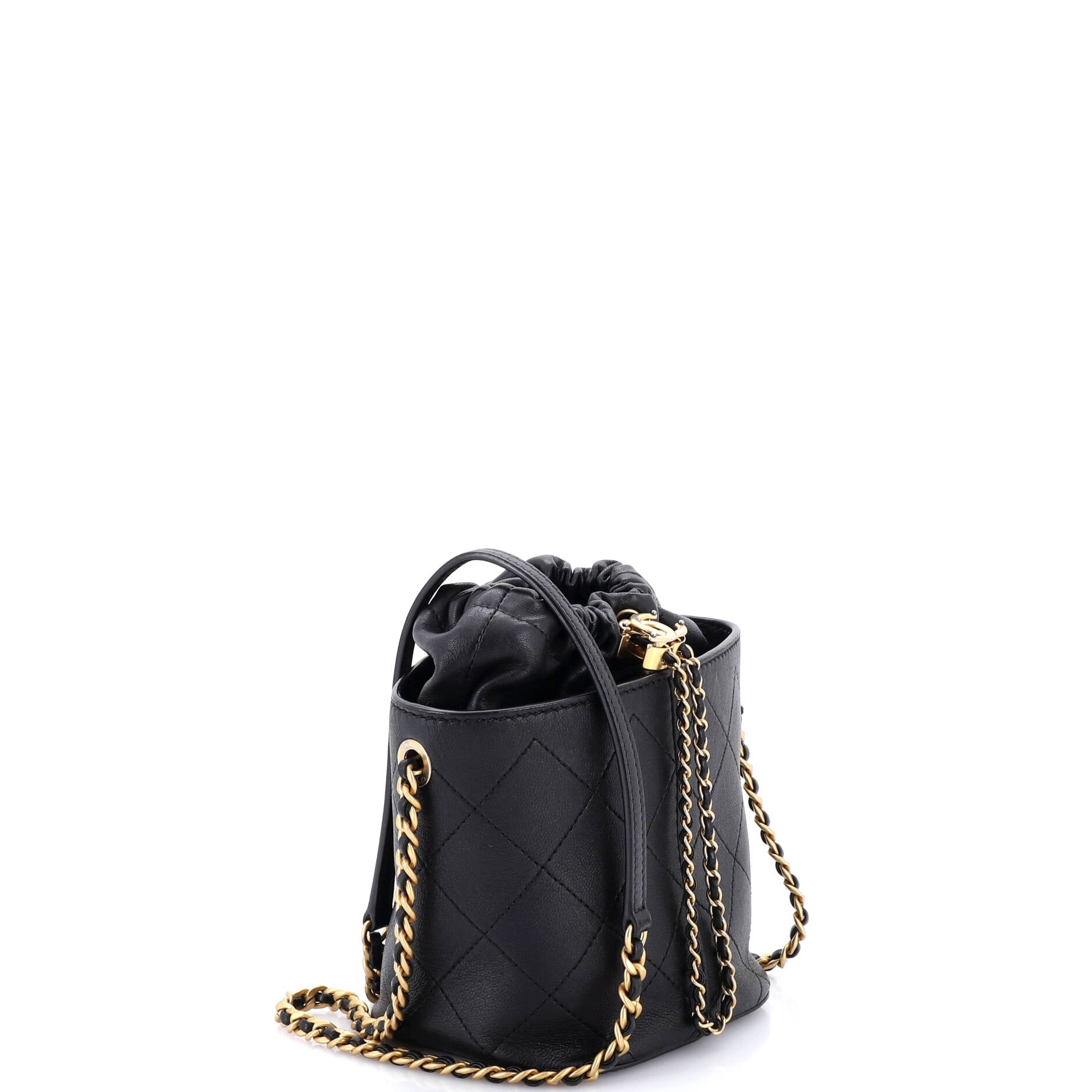 CC Drawstring Bucket Crossbody Bag Stitched Calfskin Medium