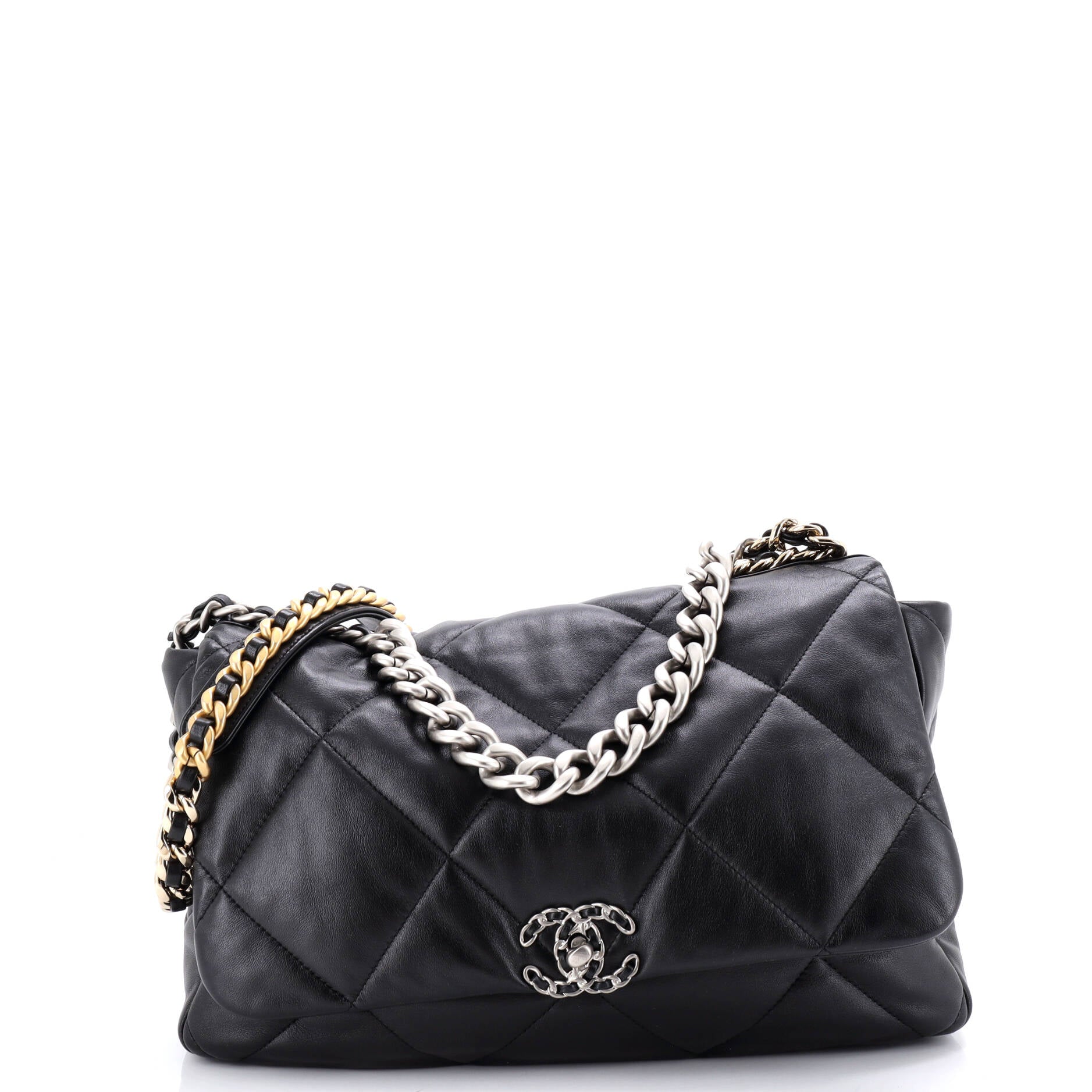 19 Flap Bag Quilted Leather Maxi