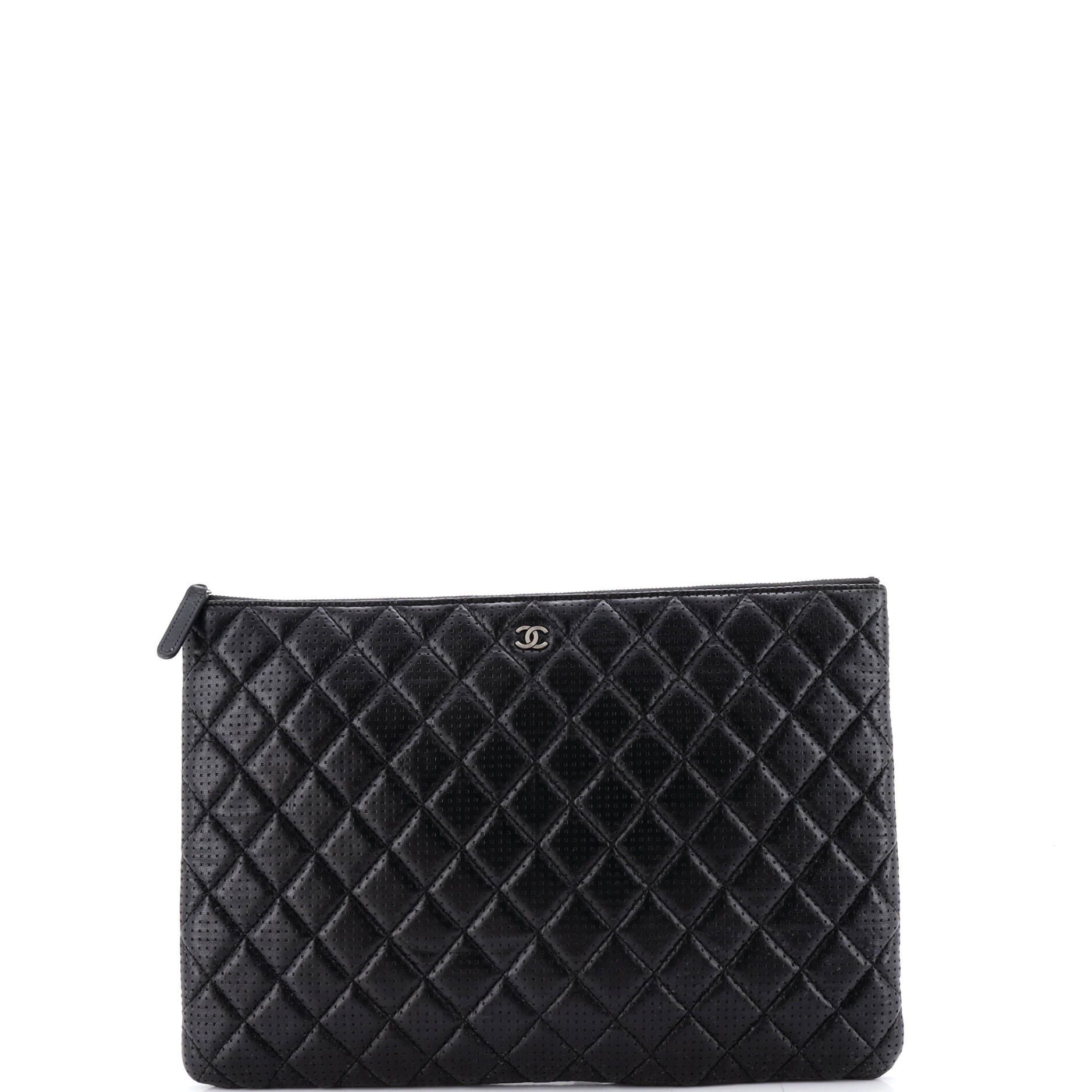 O Case Clutch Quilted Perforated Lambskin Large