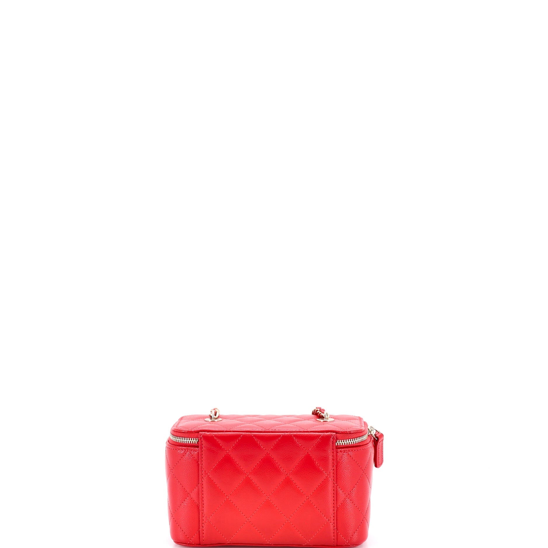 Classic Vanity Case with Chain Quilted Caviar Small