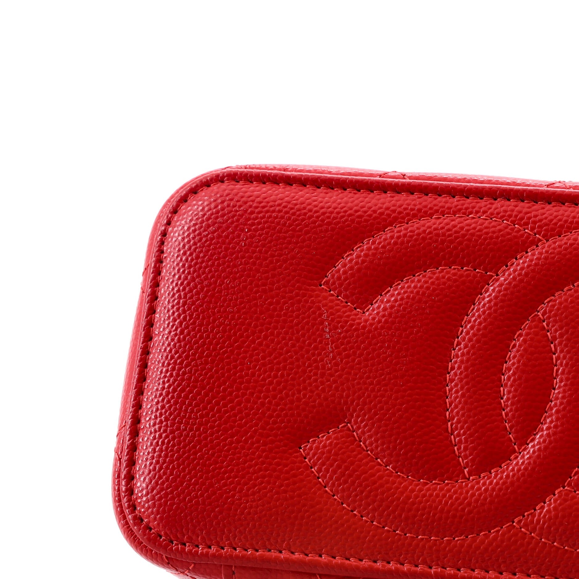 Classic Vanity Case with Chain Quilted Caviar Small
