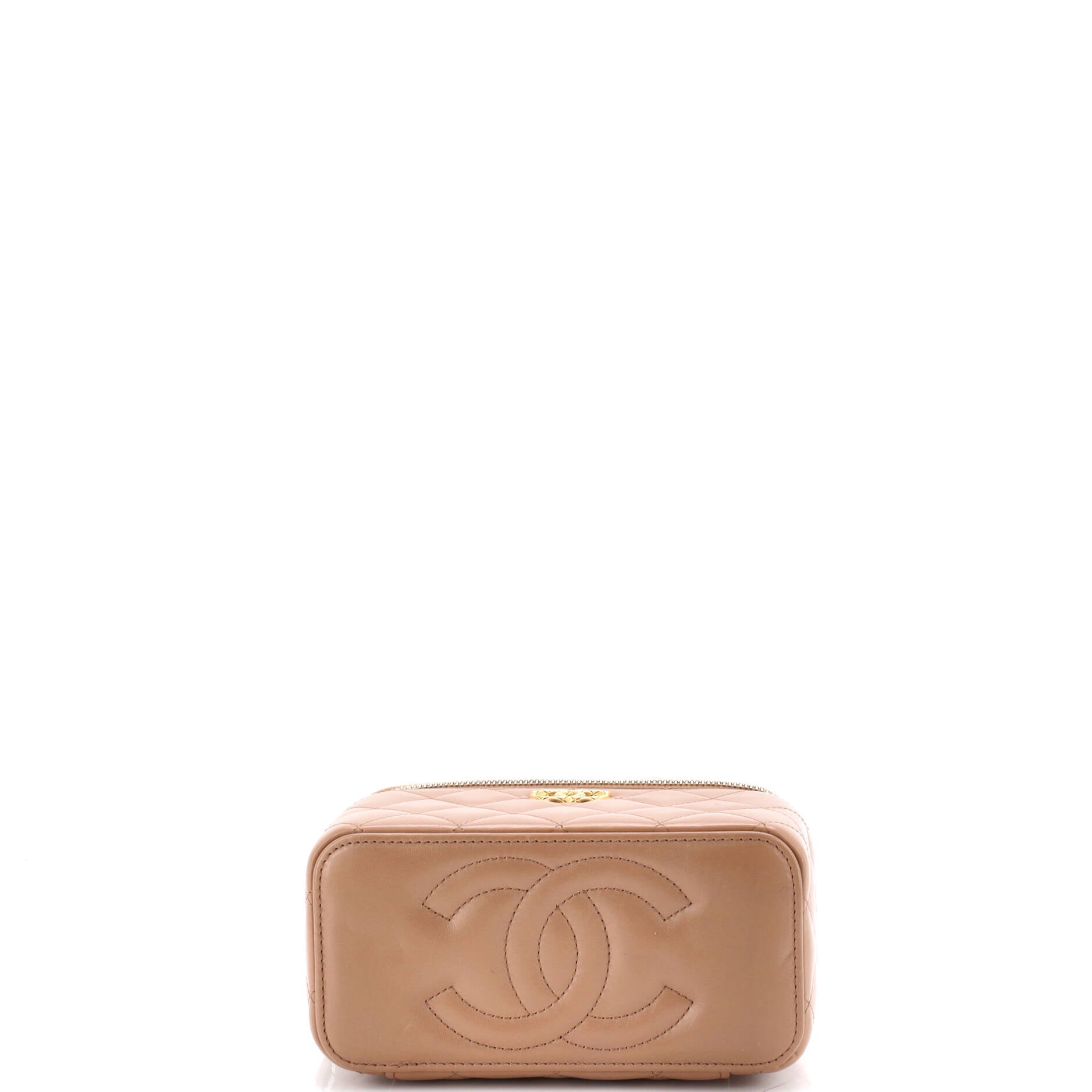All Slide Long Vanity Case with Chain Quilted Lambskin Small