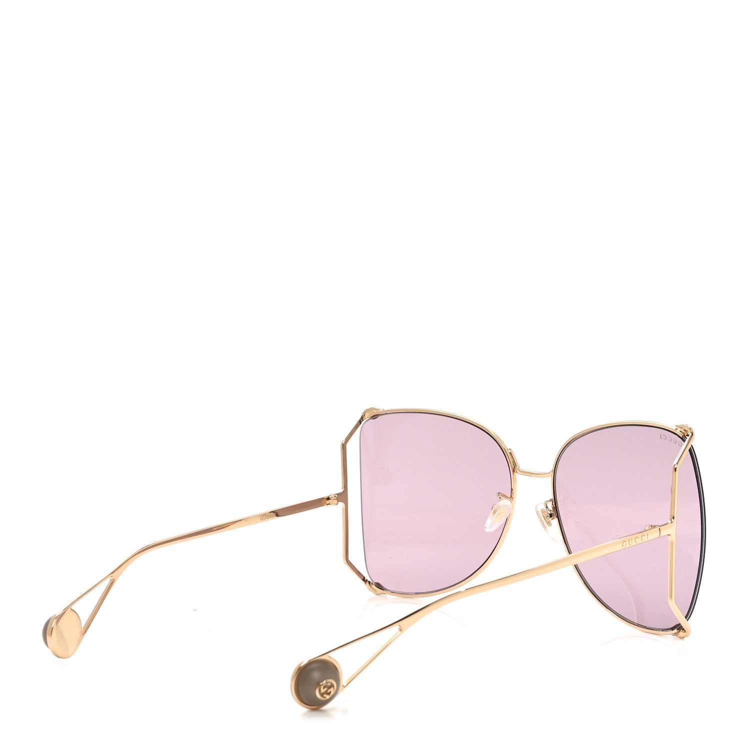 Metal Oversized Round Sunglasses GG0252S Gold Pink