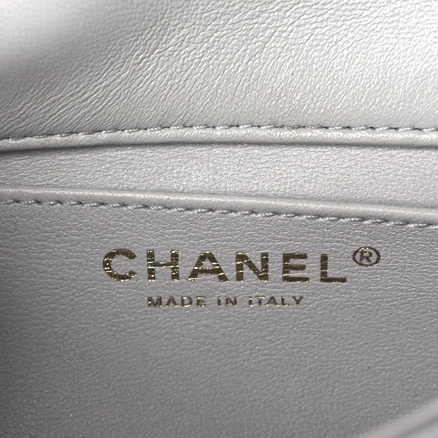 Shiny Lambskin Quilted Mini Sweetheart Flap Light Grey