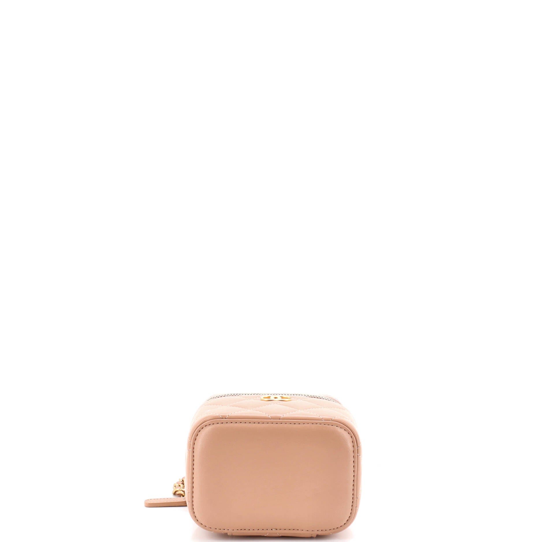 Classic Top Handle Vanity Case with Chain Quilted Lambskin Mini