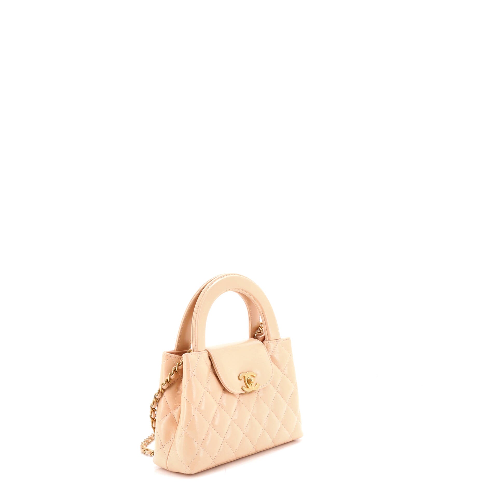 Kelly Top Handle Shopping Bag Quilted Shiny Aged Calfskin Mini