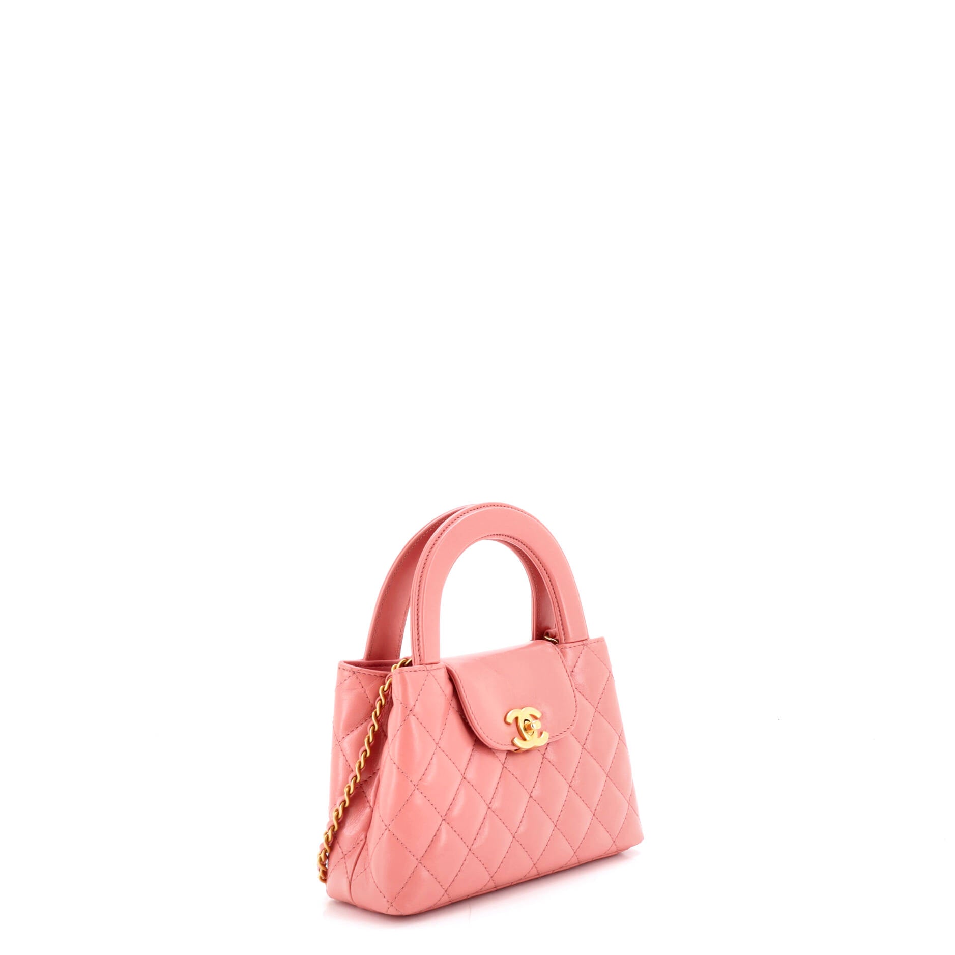 Kelly Top Handle Shopping Bag Quilted Shiny Aged Calfskin Mini