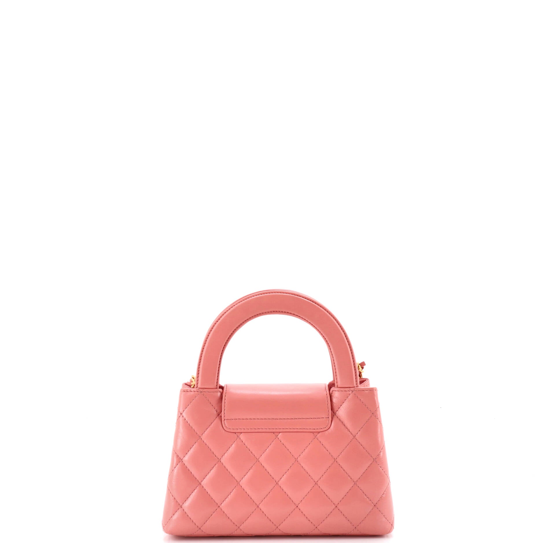Kelly Top Handle Shopping Bag Quilted Shiny Aged Calfskin Mini