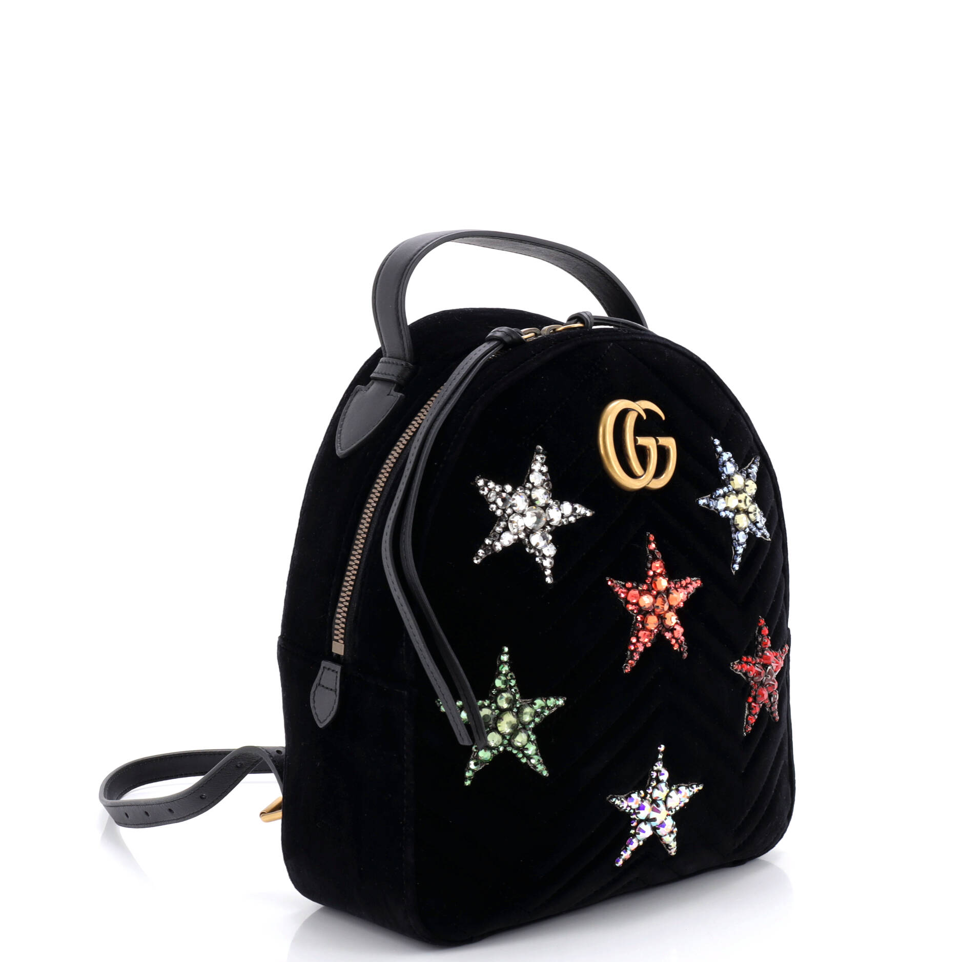 GG Marmont Backpack Embellished Matelasse Velvet Small