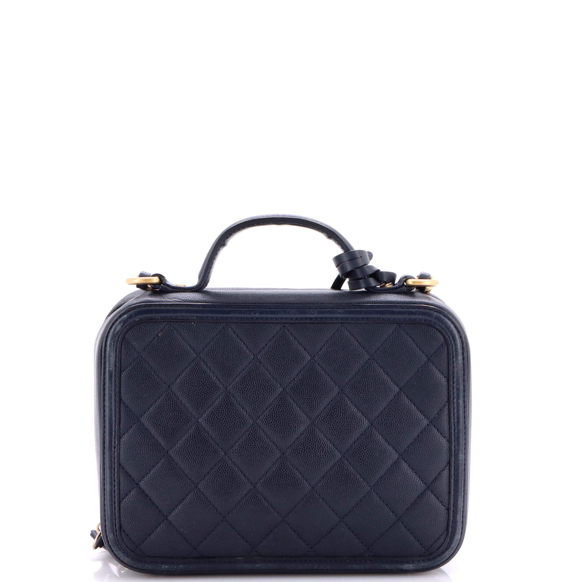 Filigree Vanity Case Quilted Caviar Medium