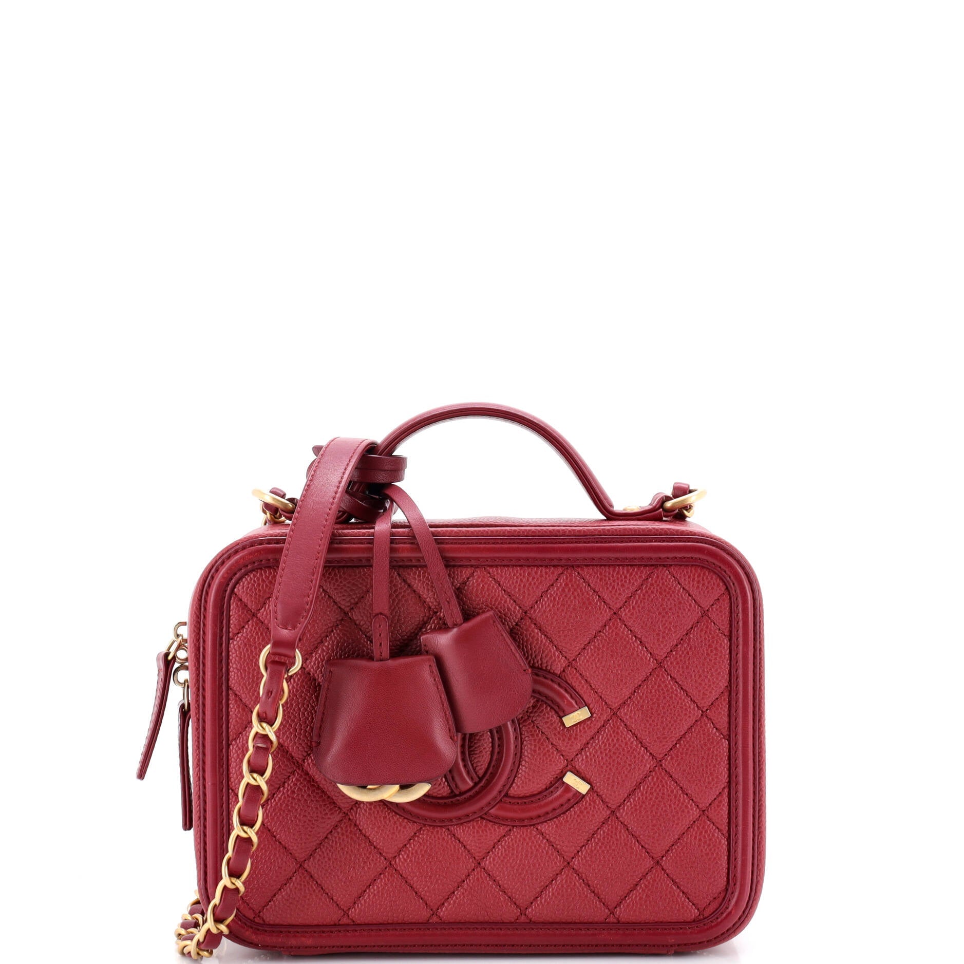 Filigree Vanity Case Quilted Caviar Medium
