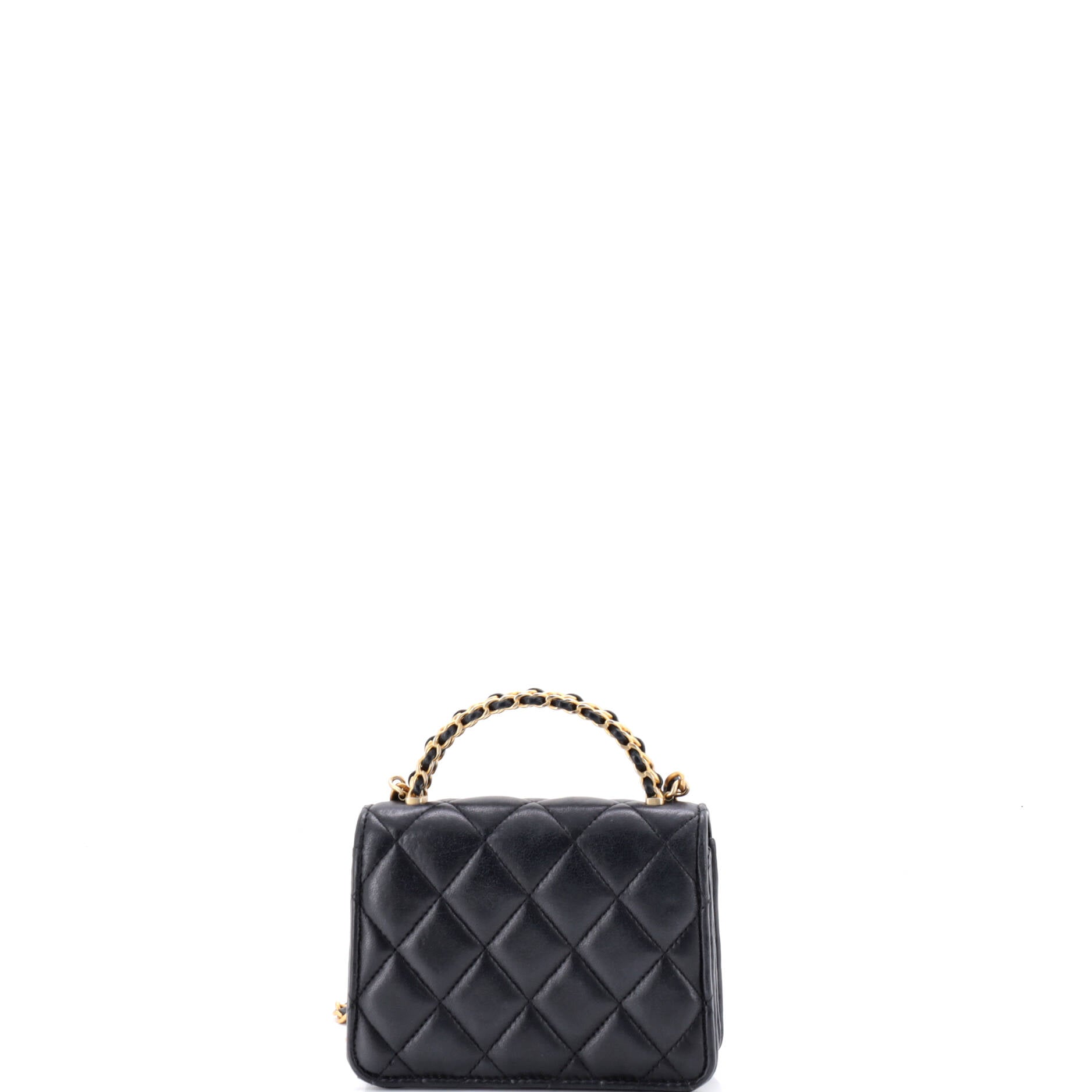 Woven Top Handle CC Flap Clutch on Chain Quilted Lambskin Small