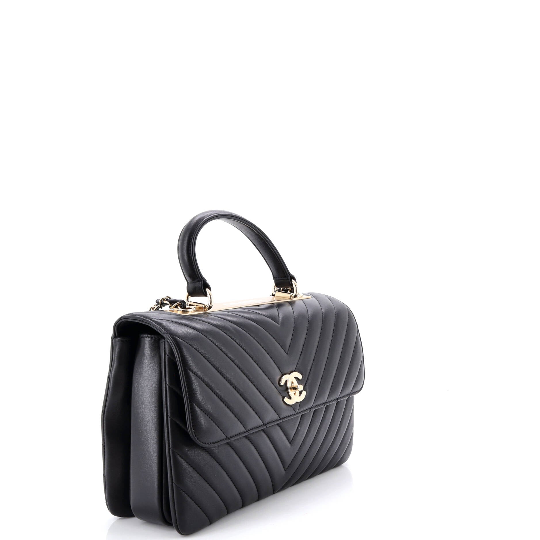 Trendy CC Top Handle Bag Chevron Lambskin Medium
