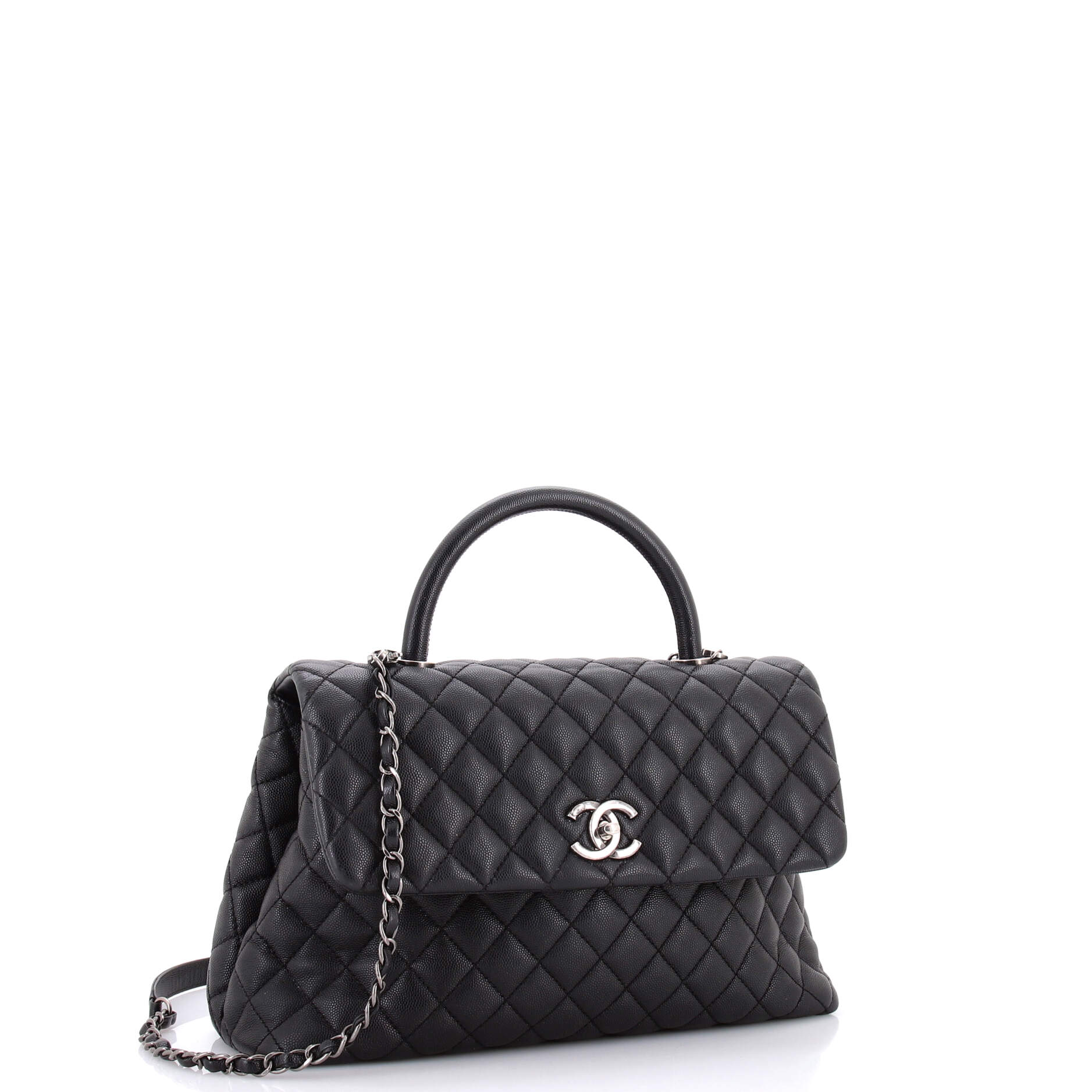 Coco Top Handle Bag Quilted Caviar Medium