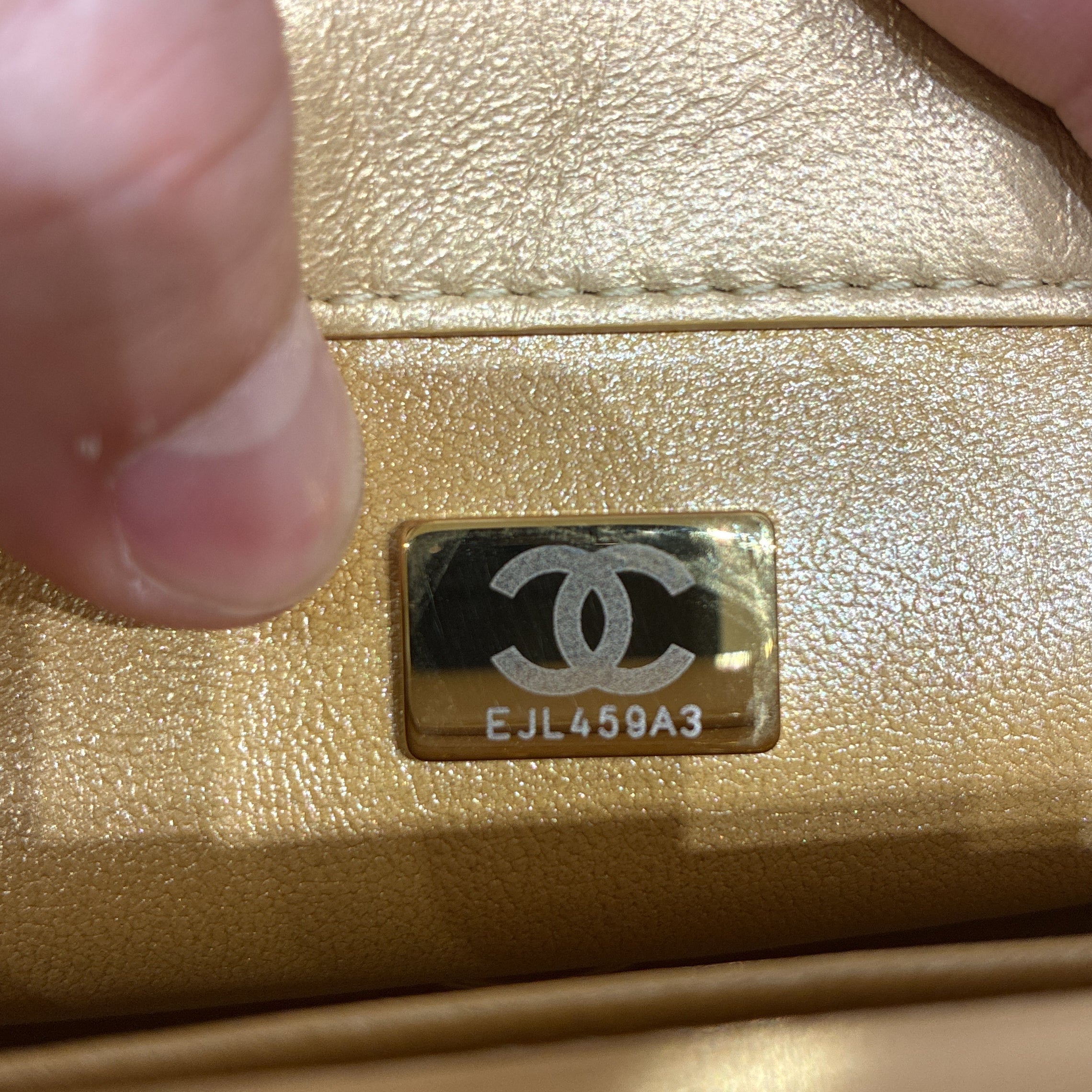 Resin Chain Top Handle Flap Bag Quilted Lambskin Mini
