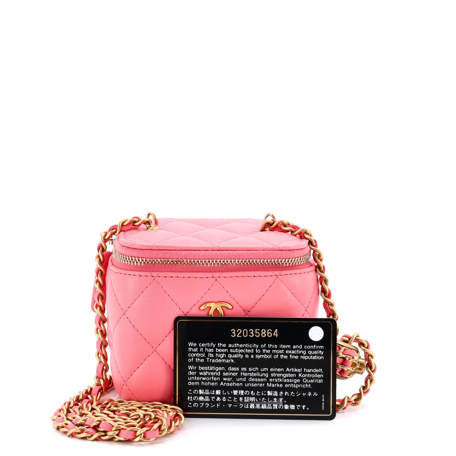 Pearl Crush Vanity Case with Chain Quilted Lambskin Mini