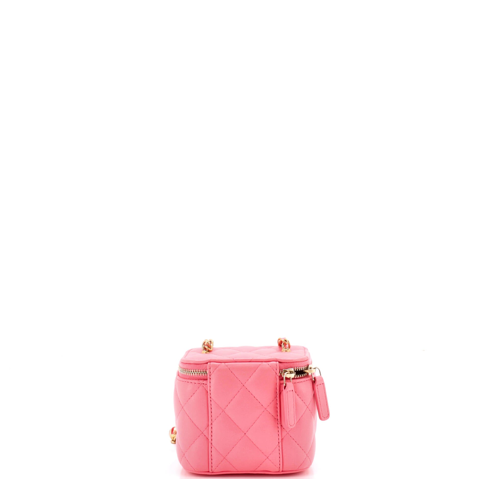 Pearl Crush Vanity Case with Chain Quilted Lambskin Mini