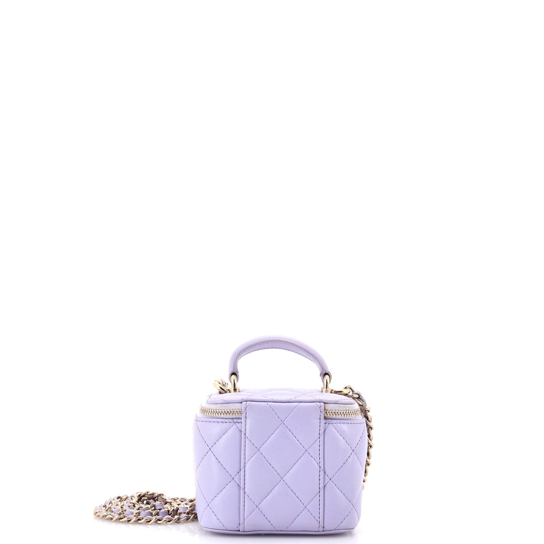 Classic Top Handle Vanity Case with Chain Quilted Lambskin Mini