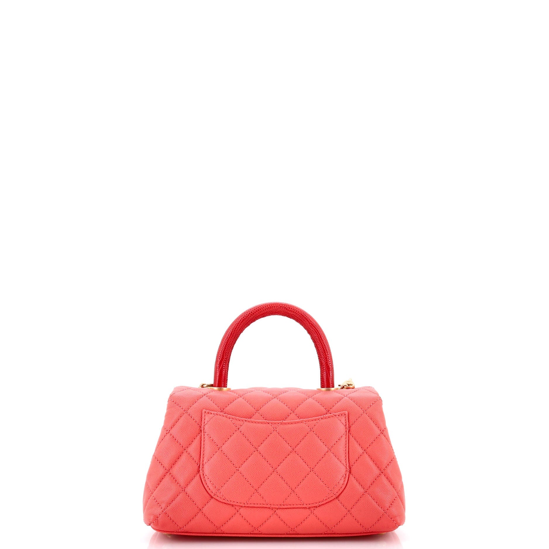 Coco Top Handle Bag Quilted Caviar with Lizard Mini