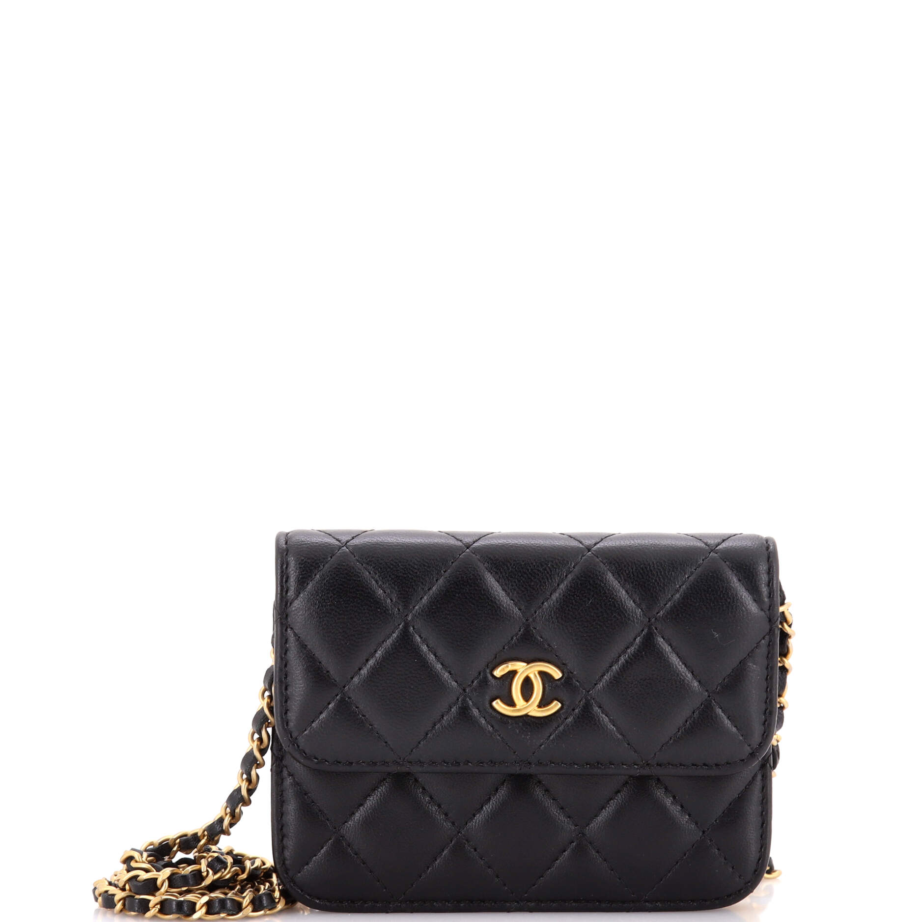 Pearl Crush Flap Clutch with Chain Quilted Lambskin Mini