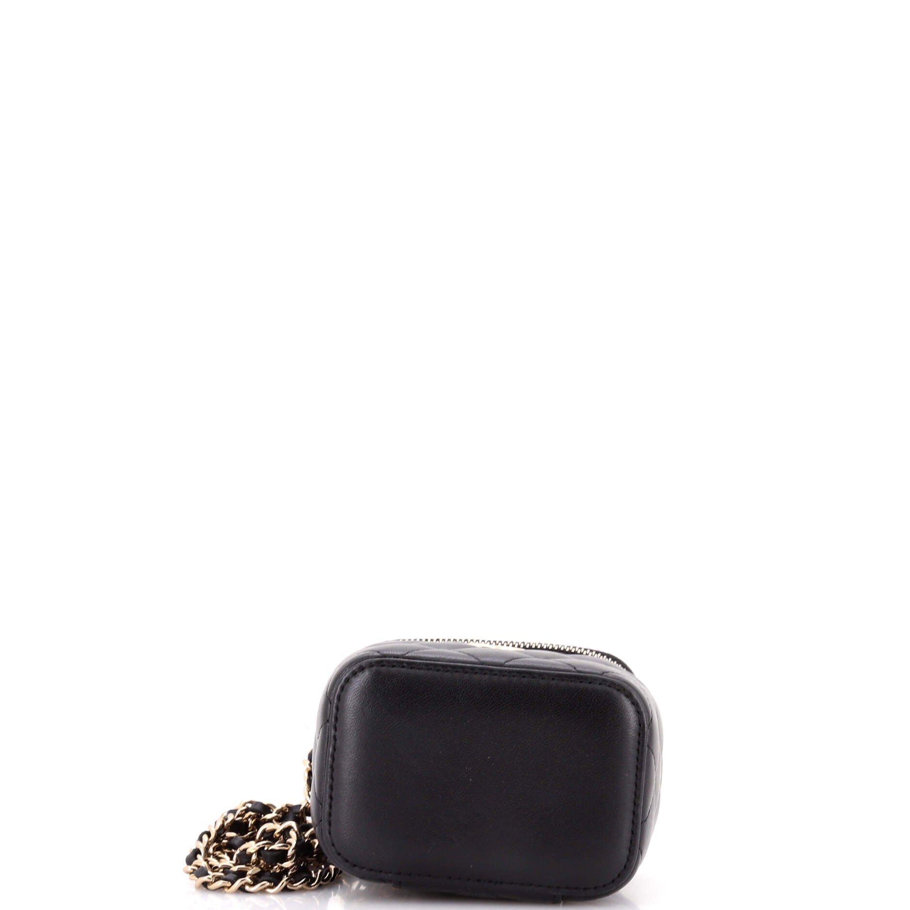 Classic Top Handle Vanity Case with Chain Quilted Lambskin Mini