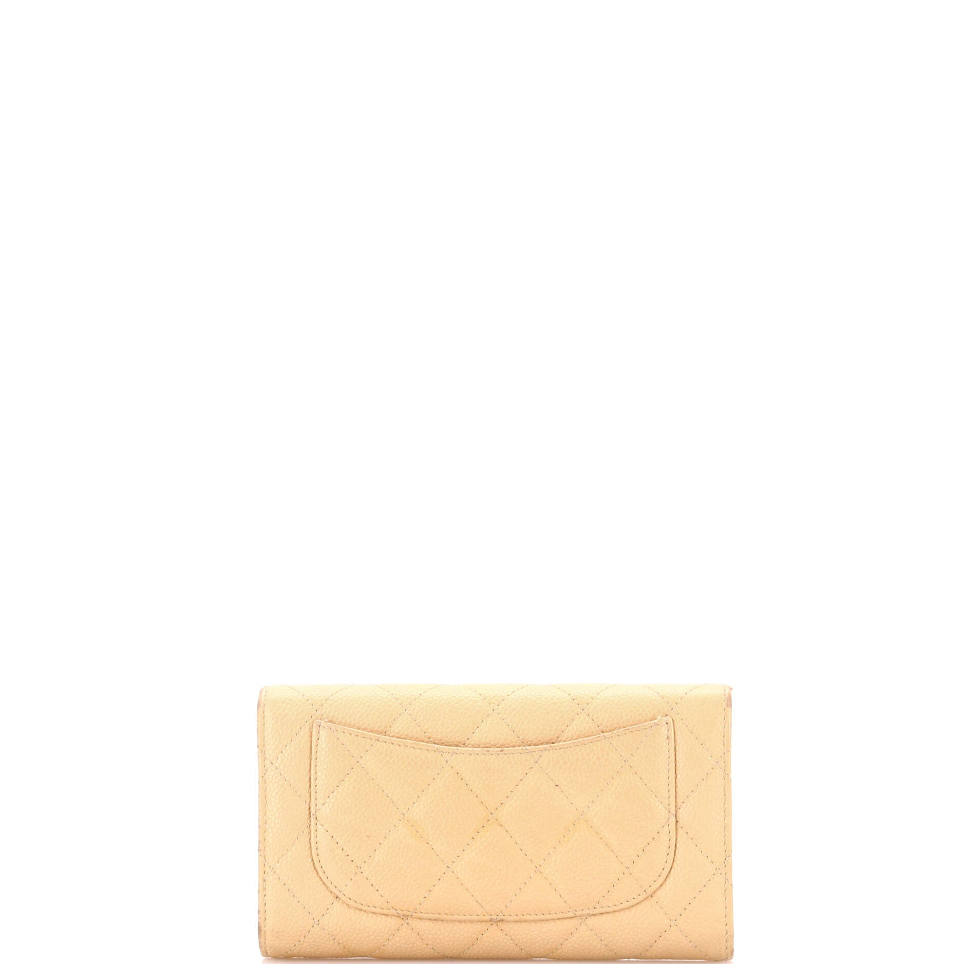CC Gusset Classic Flap Wallet Quilted Caviar Long
