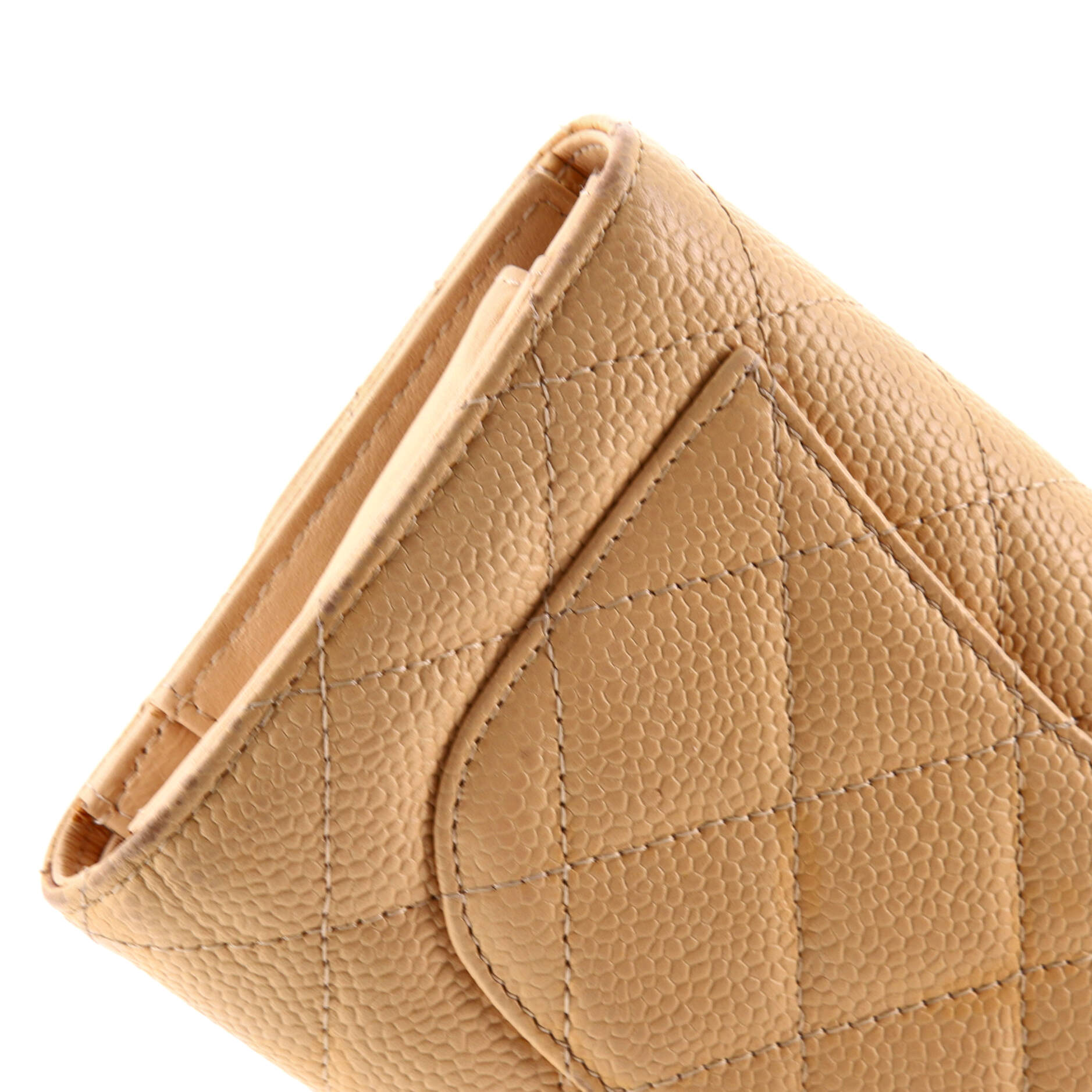 CC Gusset Classic Flap Wallet Quilted Caviar Long
